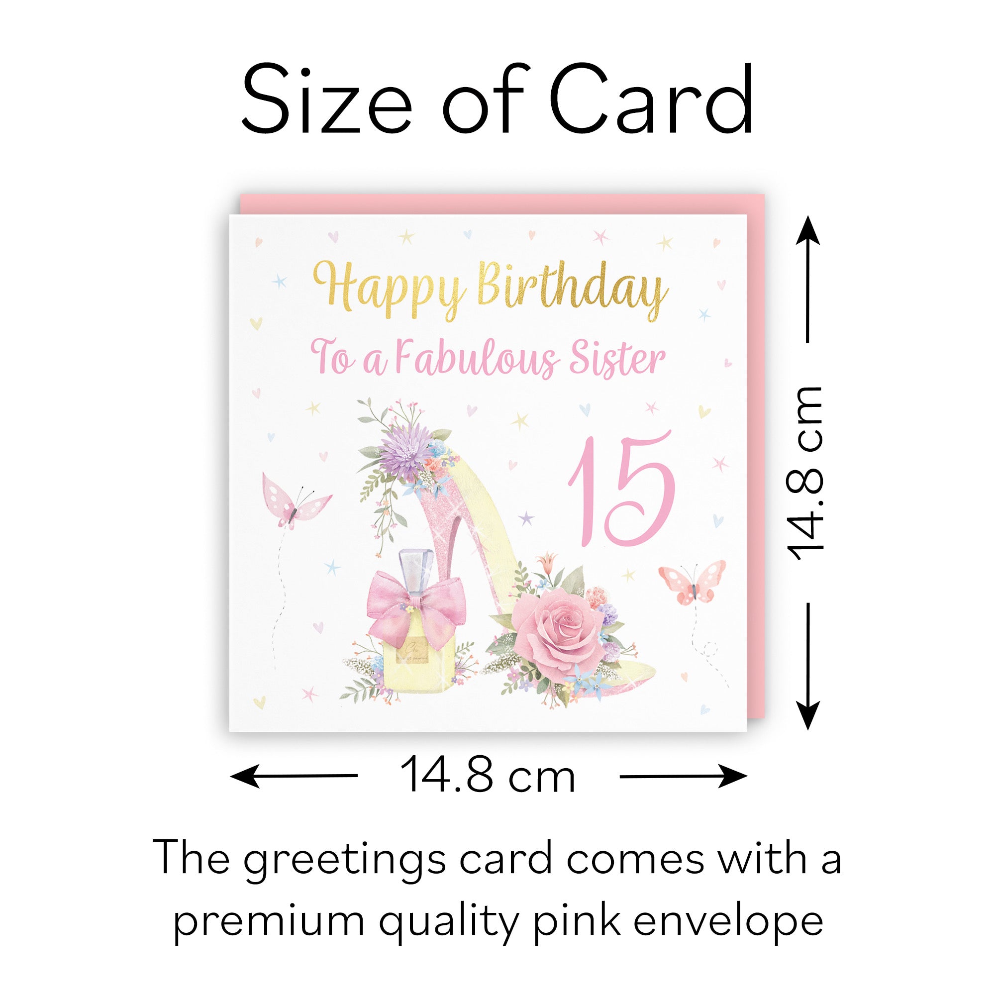 15th Sister High Heel And Perfume Birthday Card Gold Foil Milo's Gallery - Default Title (B0CX7RF7HV)