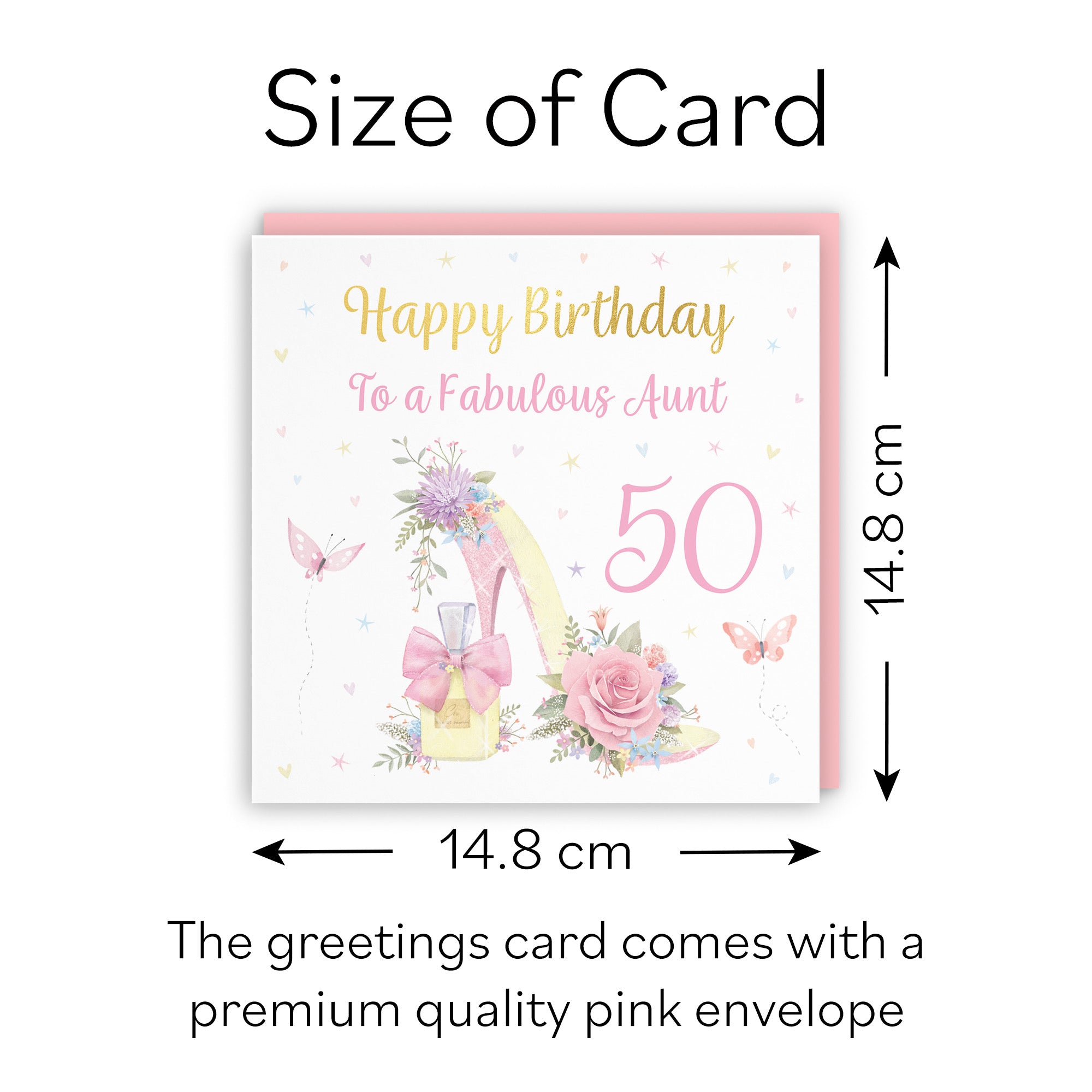 50th Aunt High Heel And Perfume Birthday Card Gold Foil Milo's Gallery - Default Title (B0CX7TRZV4)