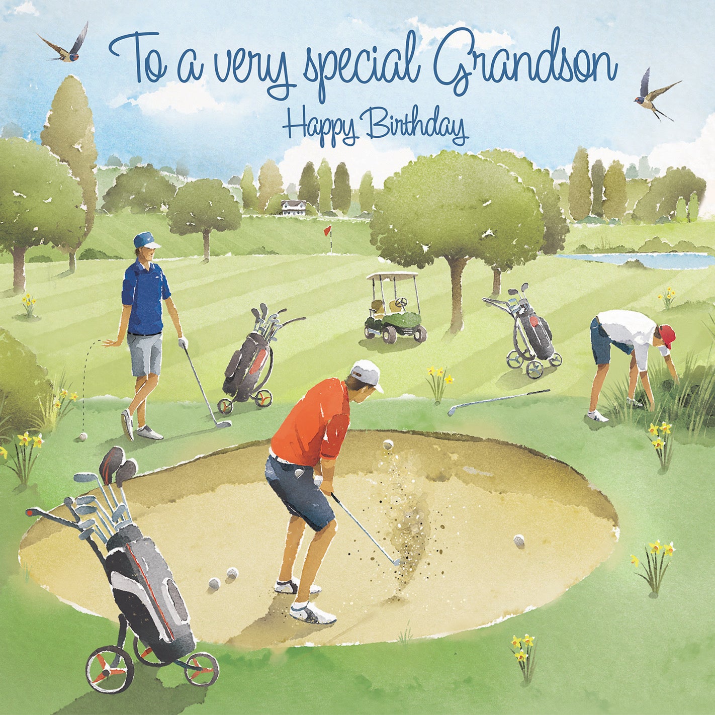 Large Grandson Golfing Birthday Card Milo's Gallery - Default Title (B0CXY1RZKM)