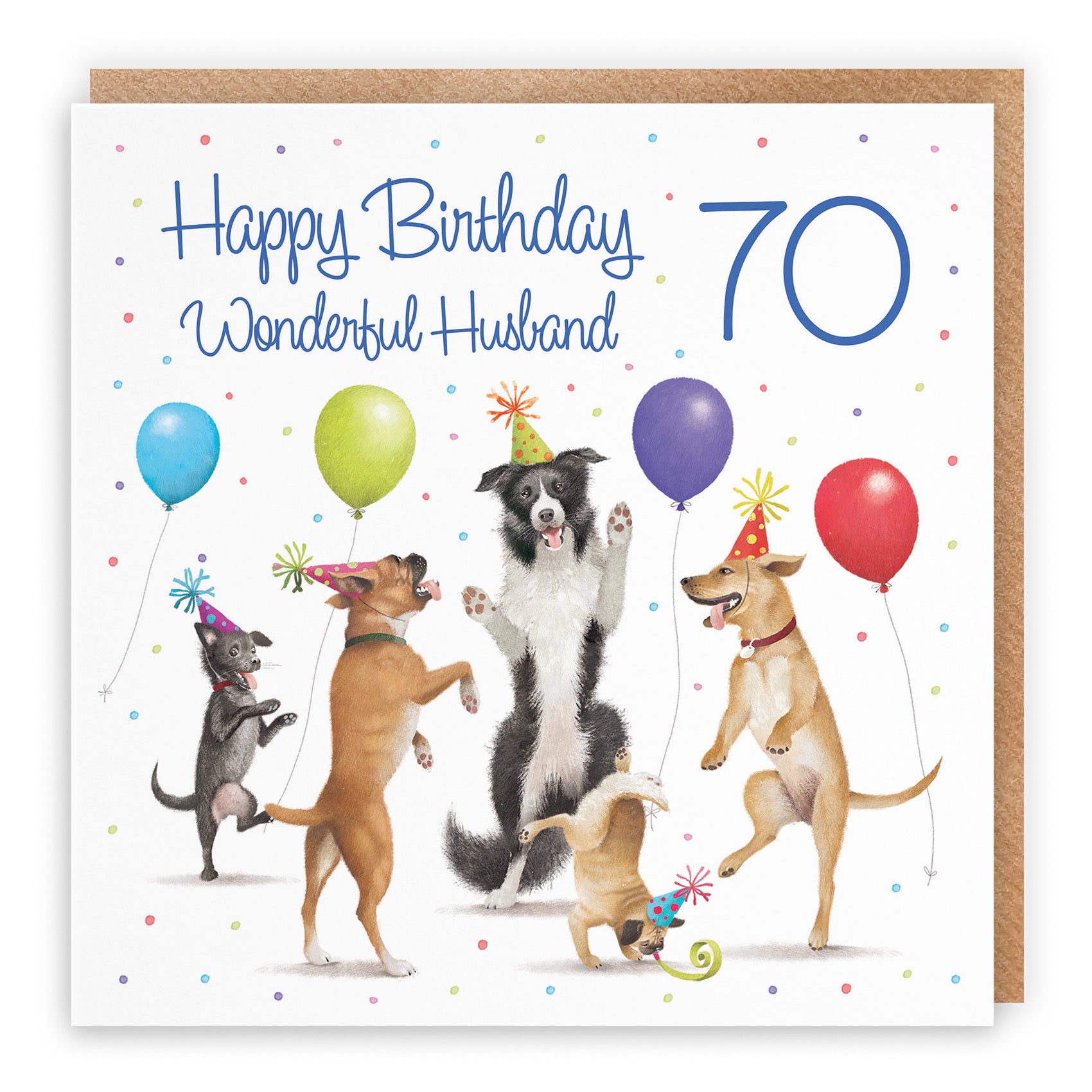 Large 70th Husband Birthday Card Dancing Dogs Milo's Gallery - Default Title (B0CXY1SMYF)