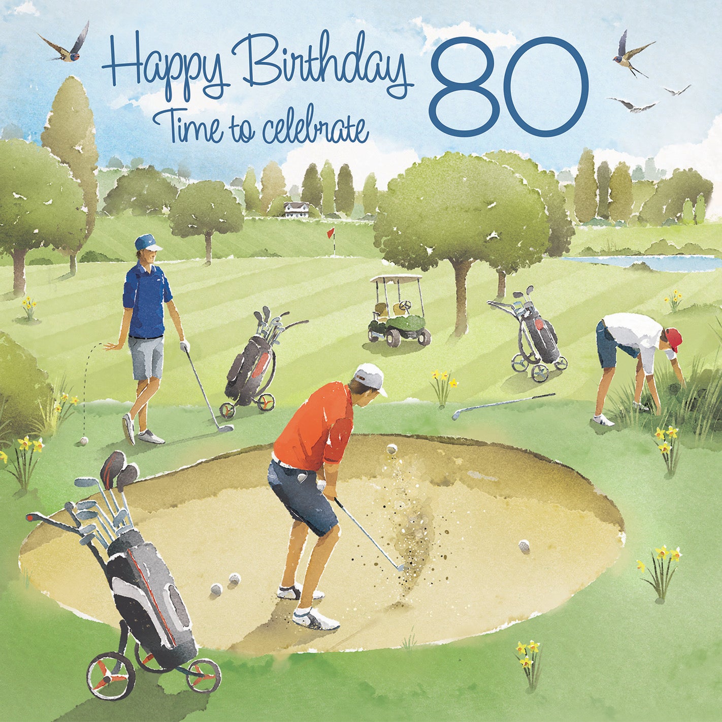 Large Golfing 80th Birthday Card Milo's Gallery - Default Title (B0CXY1YKV1)