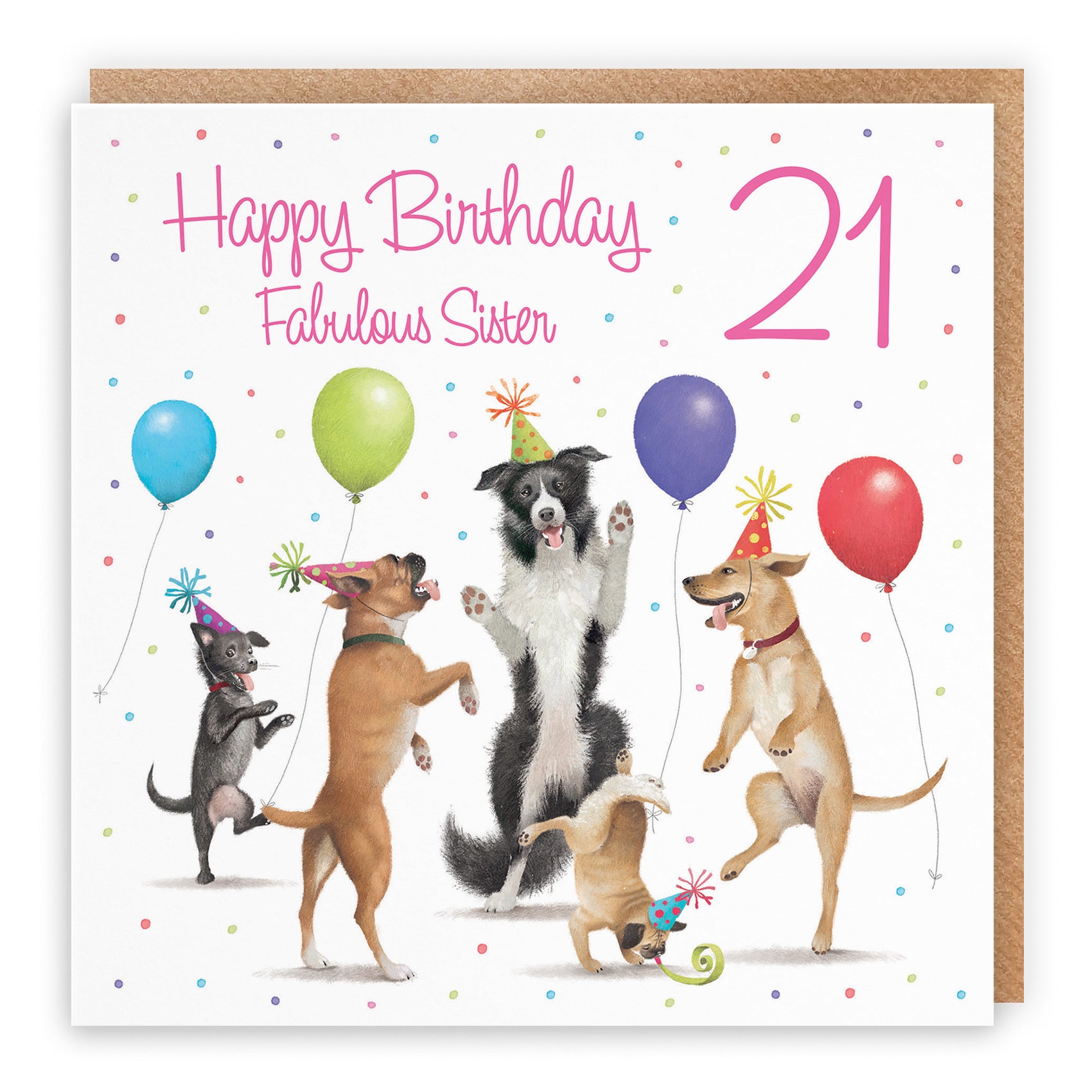 Large 21st Sister Birthday Card Dancing Dogs Milo's Gallery - Default Title (B0CXY35K3G)