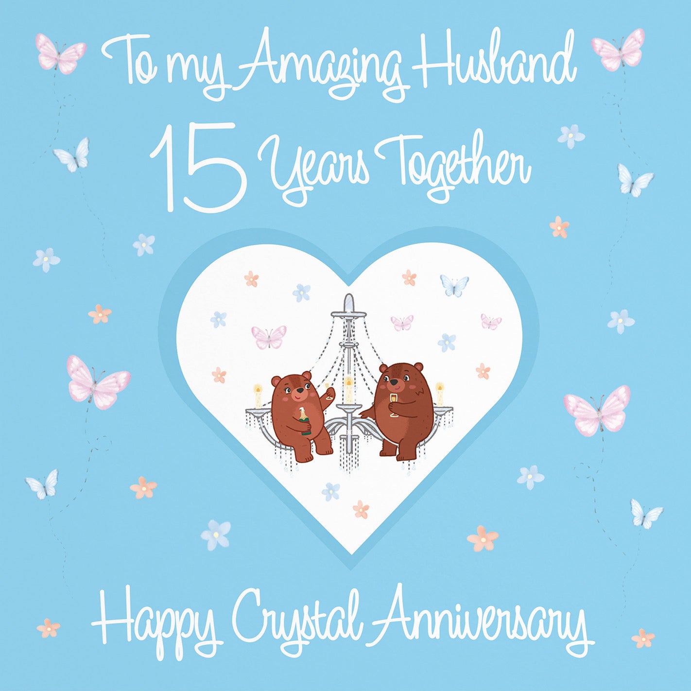 Large Husband 15th Anniversary Card Romantic Meadows - Default Title (B0CXY3G26P)