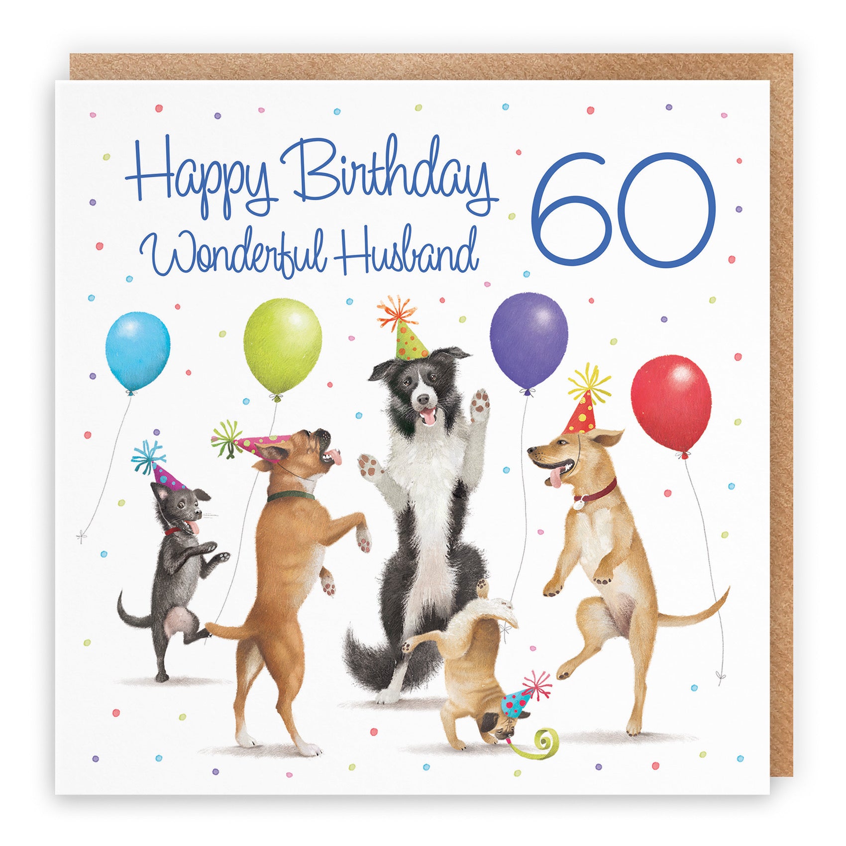 Large 60th Husband Birthday Card Dancing Dogs Milo's Gallery - Default Title (B0CXY3Q25Z)