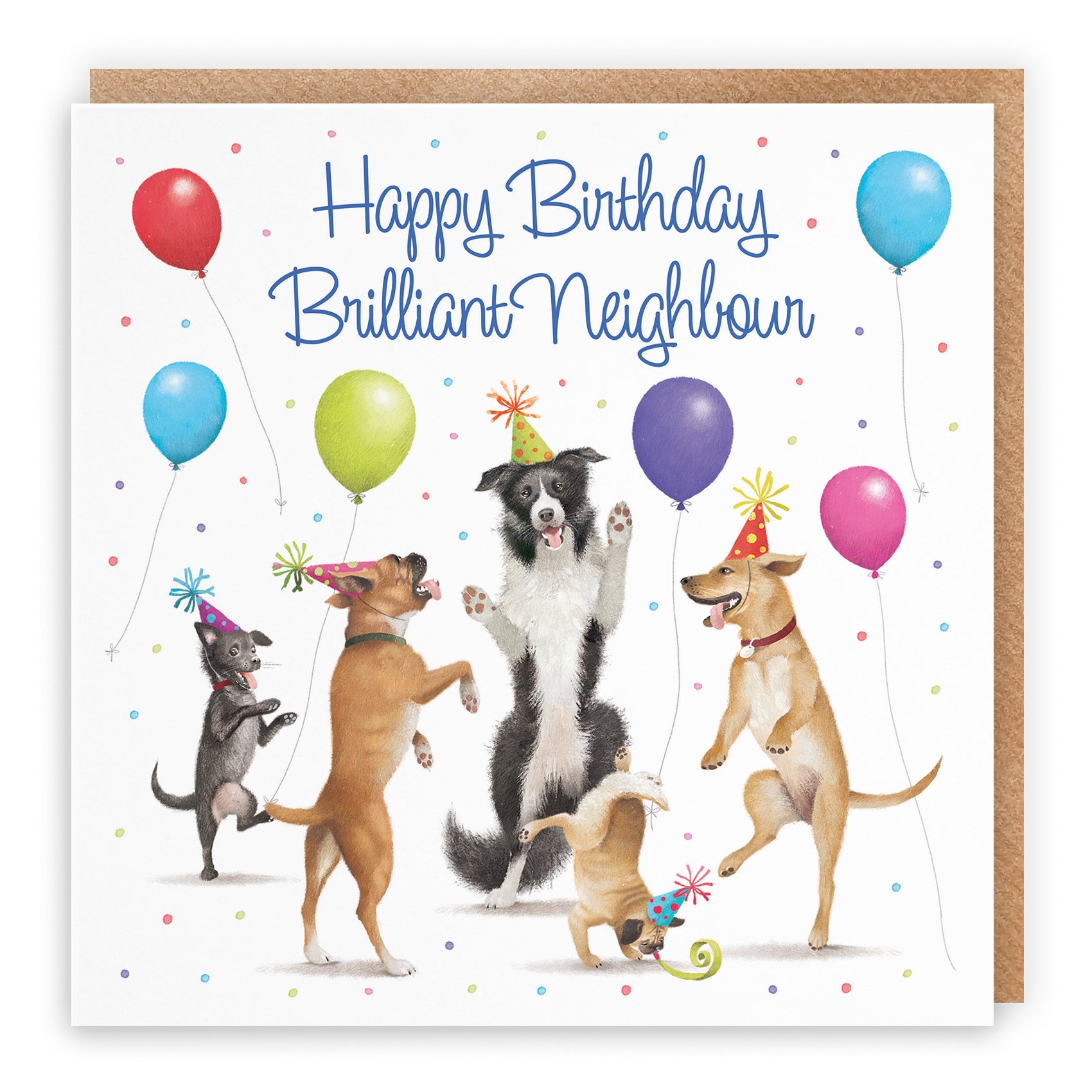 Large Neighbour Birthday Card Dancing Dogs Milo's Gallery - Default Title (B0CXY3Q8D2)