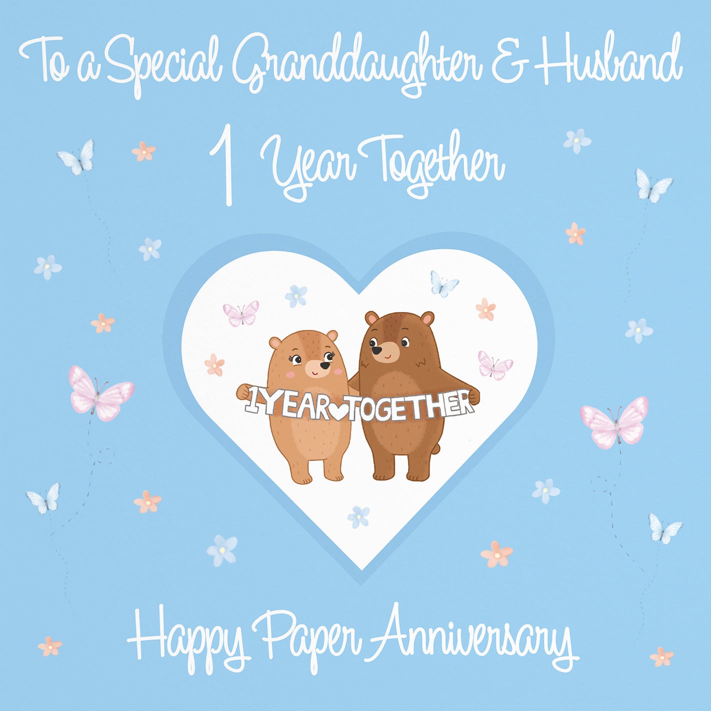 Large Granddaughter & Husband 1st Anniversary Card Romantic Meadows - Default Title (B0CXY3W16P)