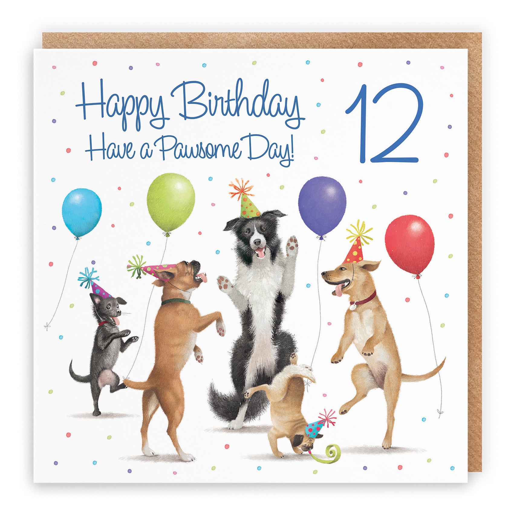 Large 12th Birthday Card Dancing Dogs Milo's Gallery - Default Title (B0CXY3ZR88)