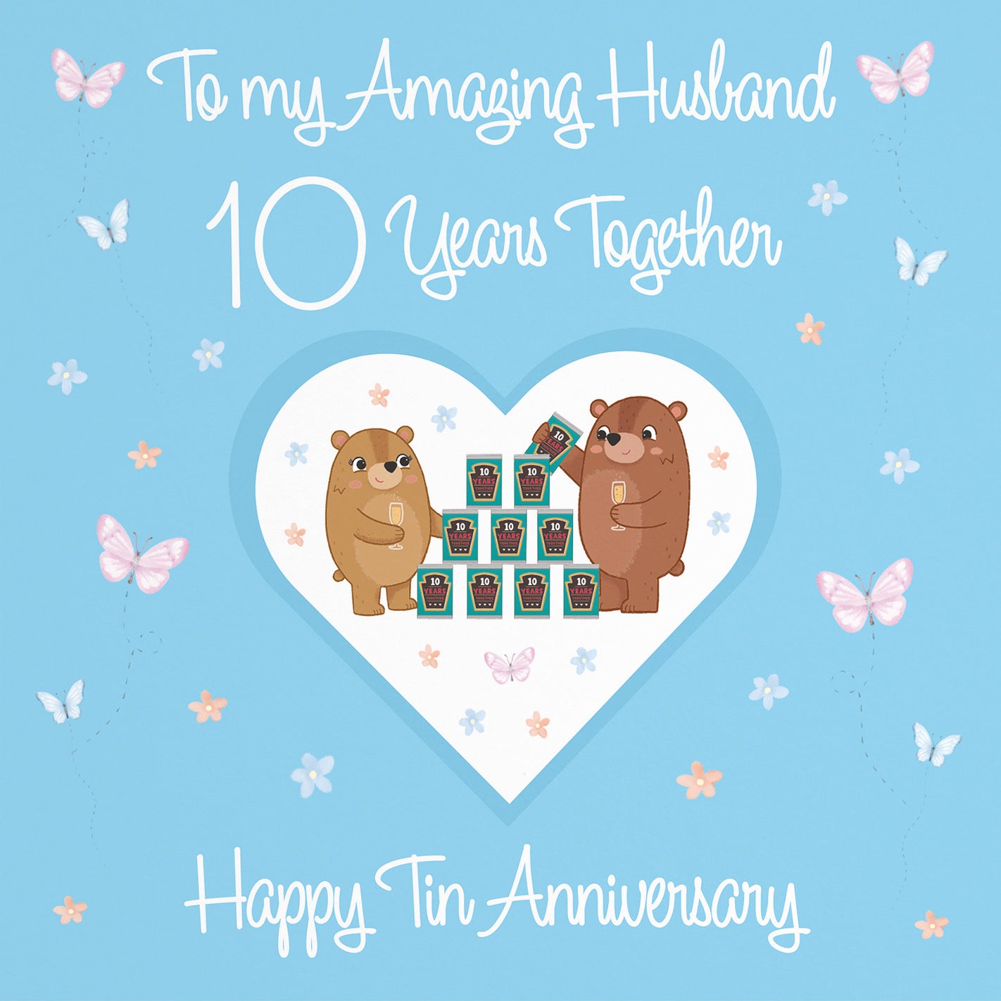 Large Husband 10th Anniversary Card Romantic Meadows - Default Title (B0CXY4CQDC)