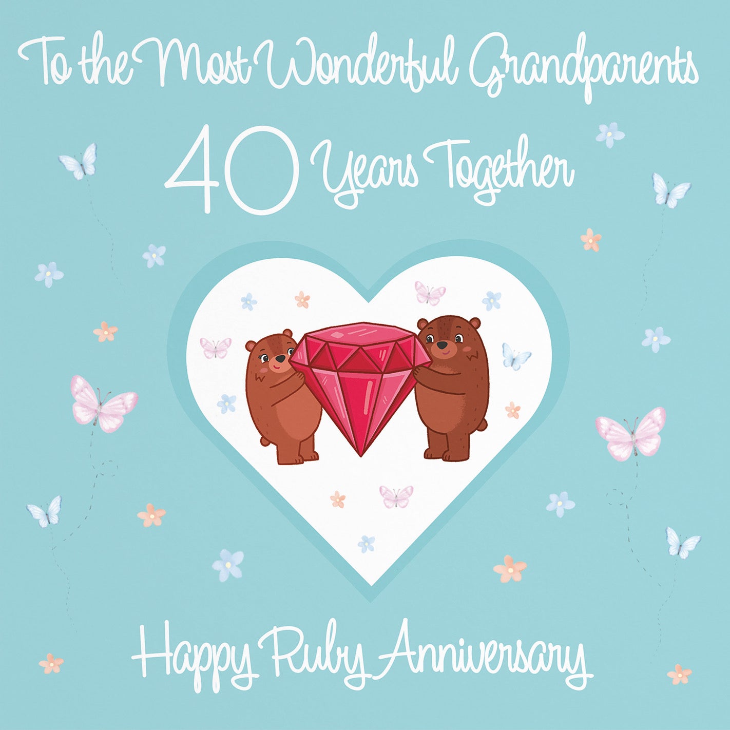 Large Grandparents 40th Anniversary Card Romantic Meadows - Default Title (B0CXY4CQFQ)