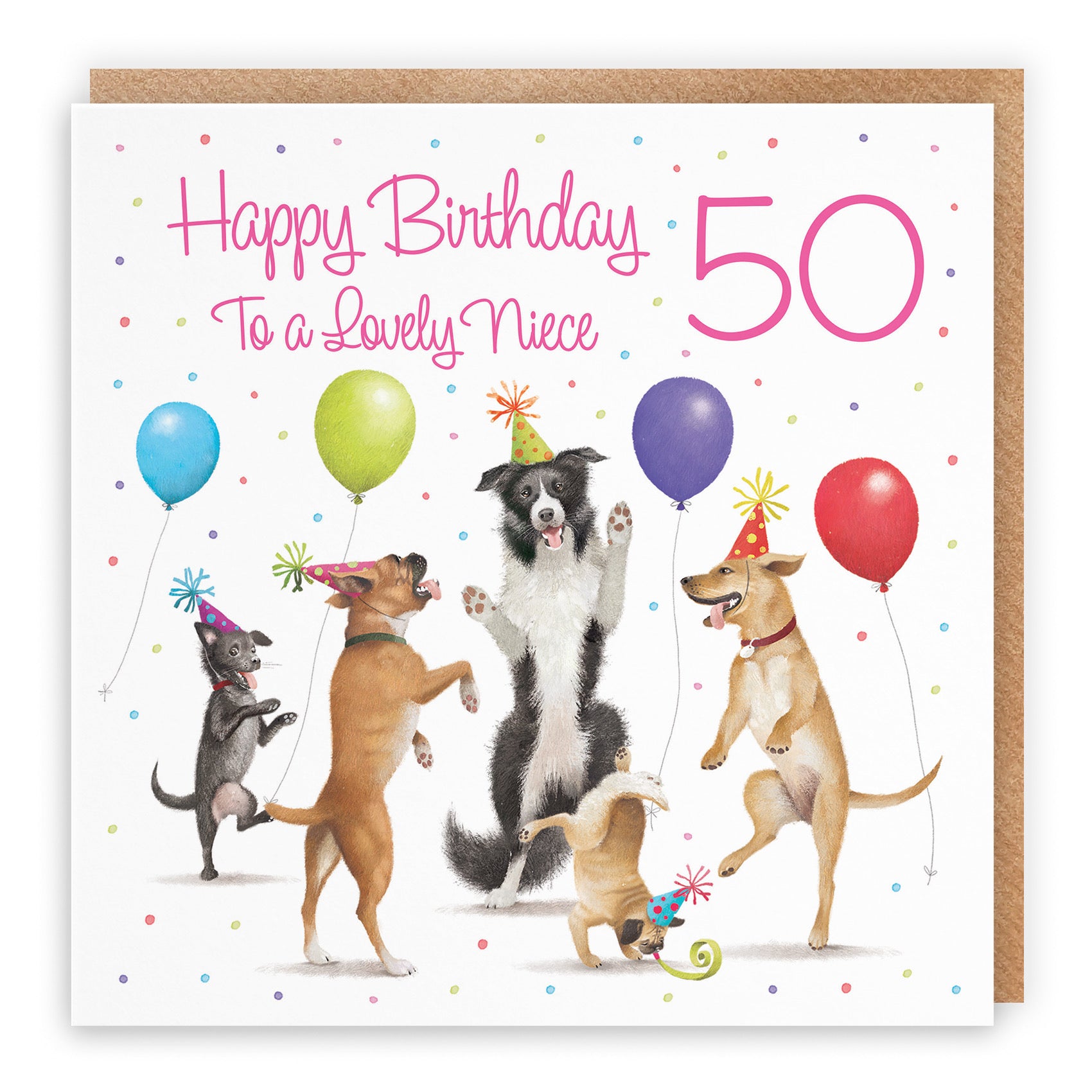 Large 50th Niece Birthday Card Dancing Dogs Milo's Gallery - Default Title (B0CXY4J8Y8)