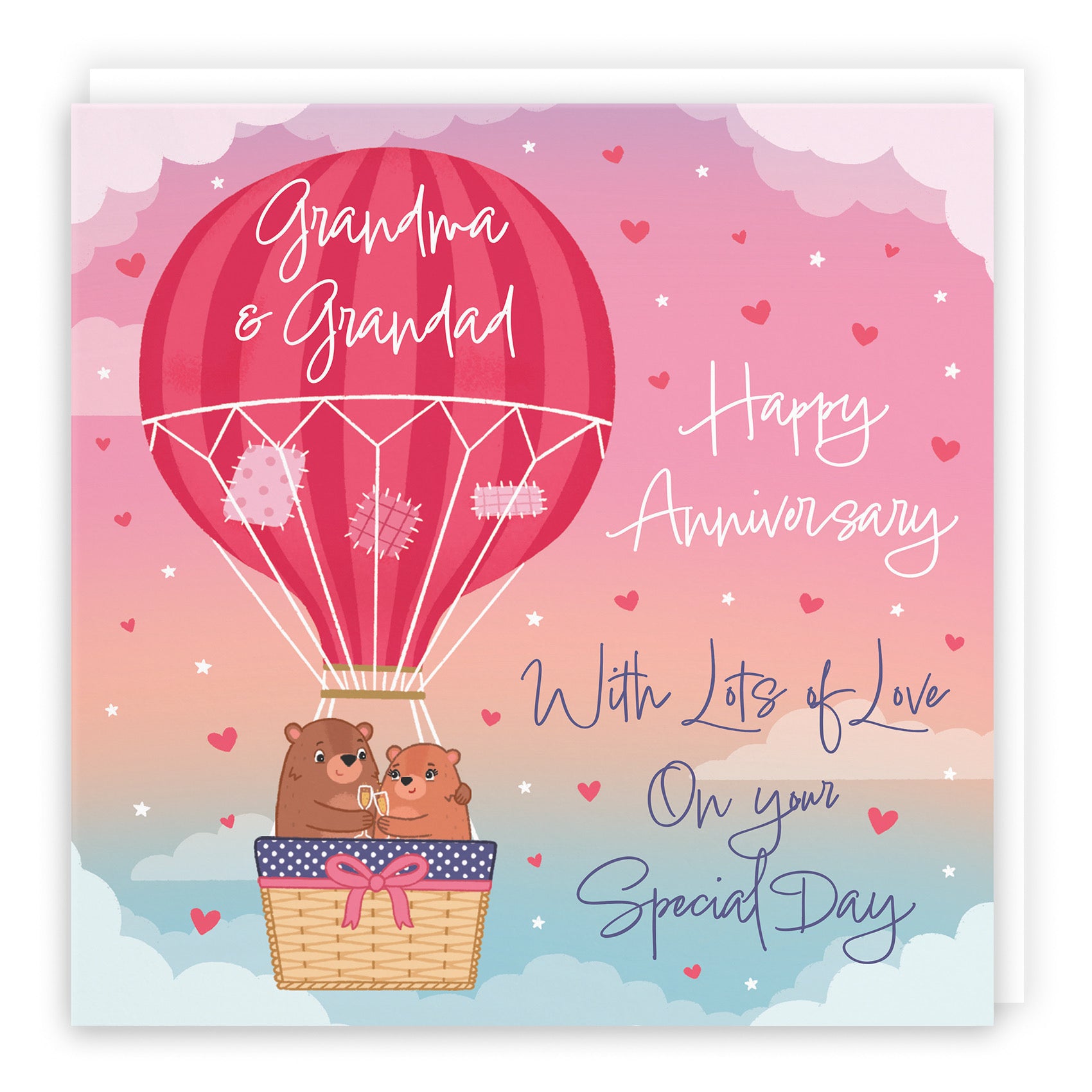 Large Grandma And Grandad Hot Air Balloon Anniversary Card Cute Bears - Default Title (B0CXY4MSTW)