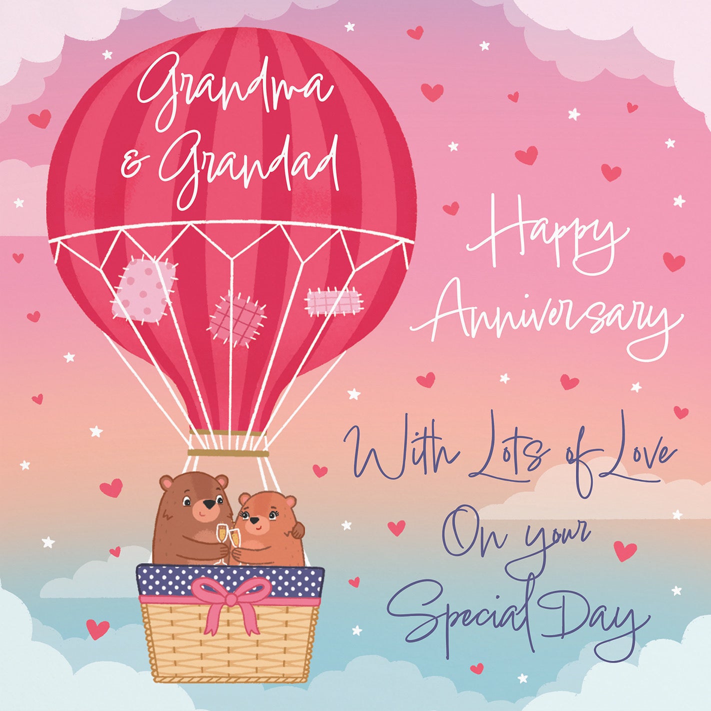 Large Grandma And Grandad Hot Air Balloon Anniversary Card Cute Bears - Default Title (B0CXY4MSTW)