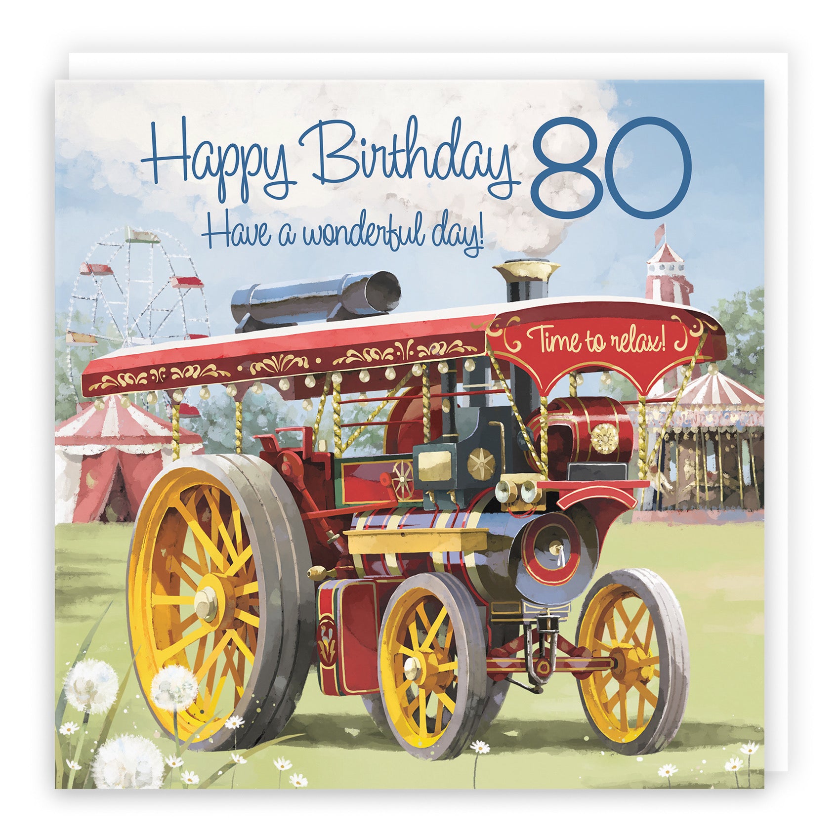 Large Traction Engine 80th Birthday Card Milo's Gallery - Default Title (B0CXY4PR81)