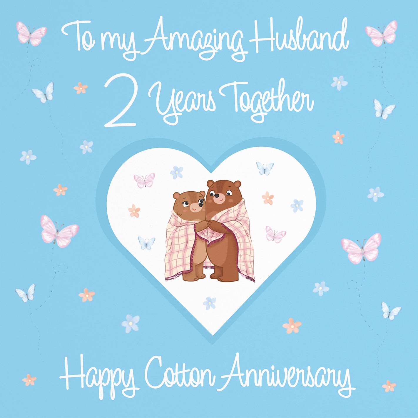 Large Husband 2nd Anniversary Card Romantic Meadows - Default Title (B0CXY4RGXR)