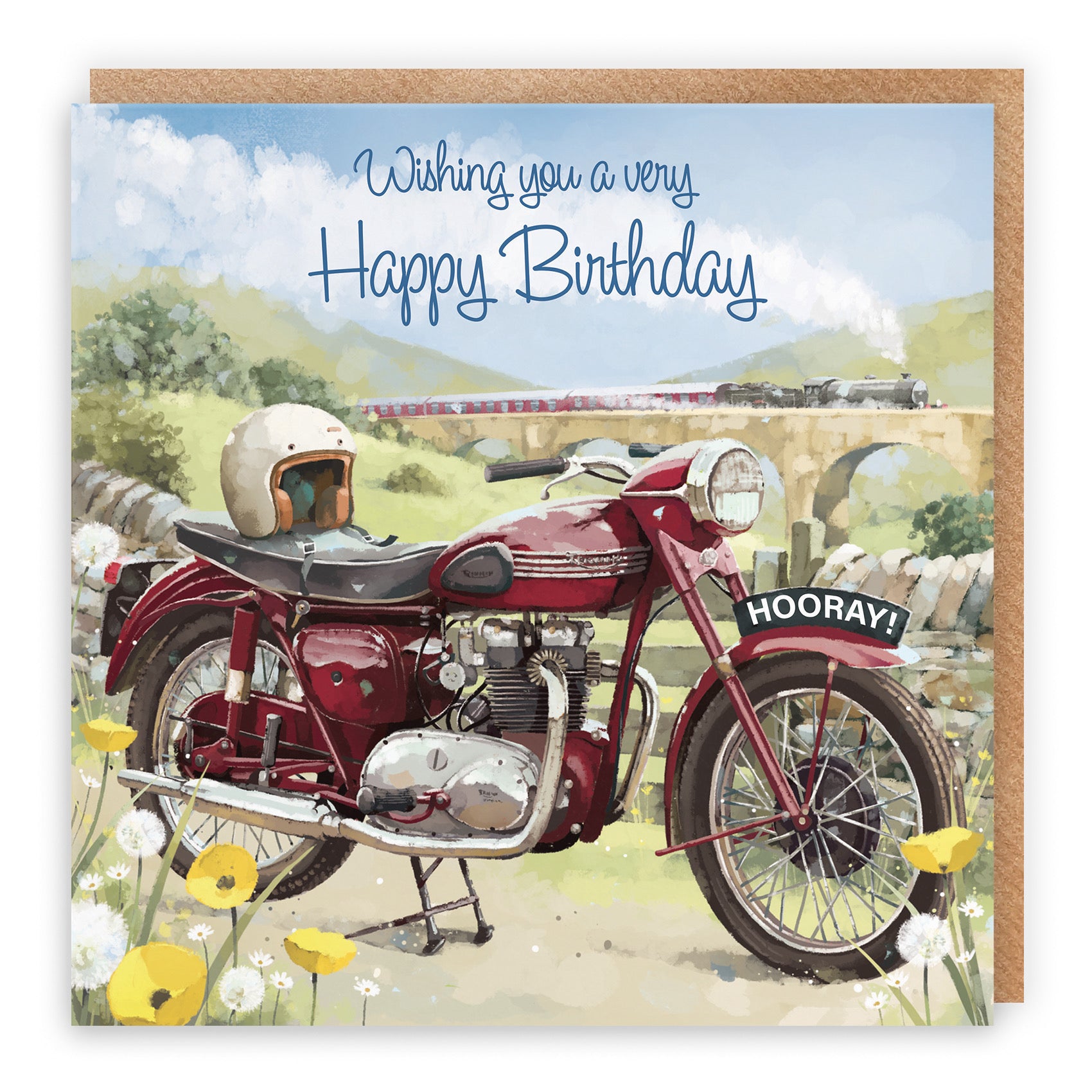 Large Vintage Motorbike Birthday Card Milo's Gallery - Default Title (B0CXY4TVLV)
