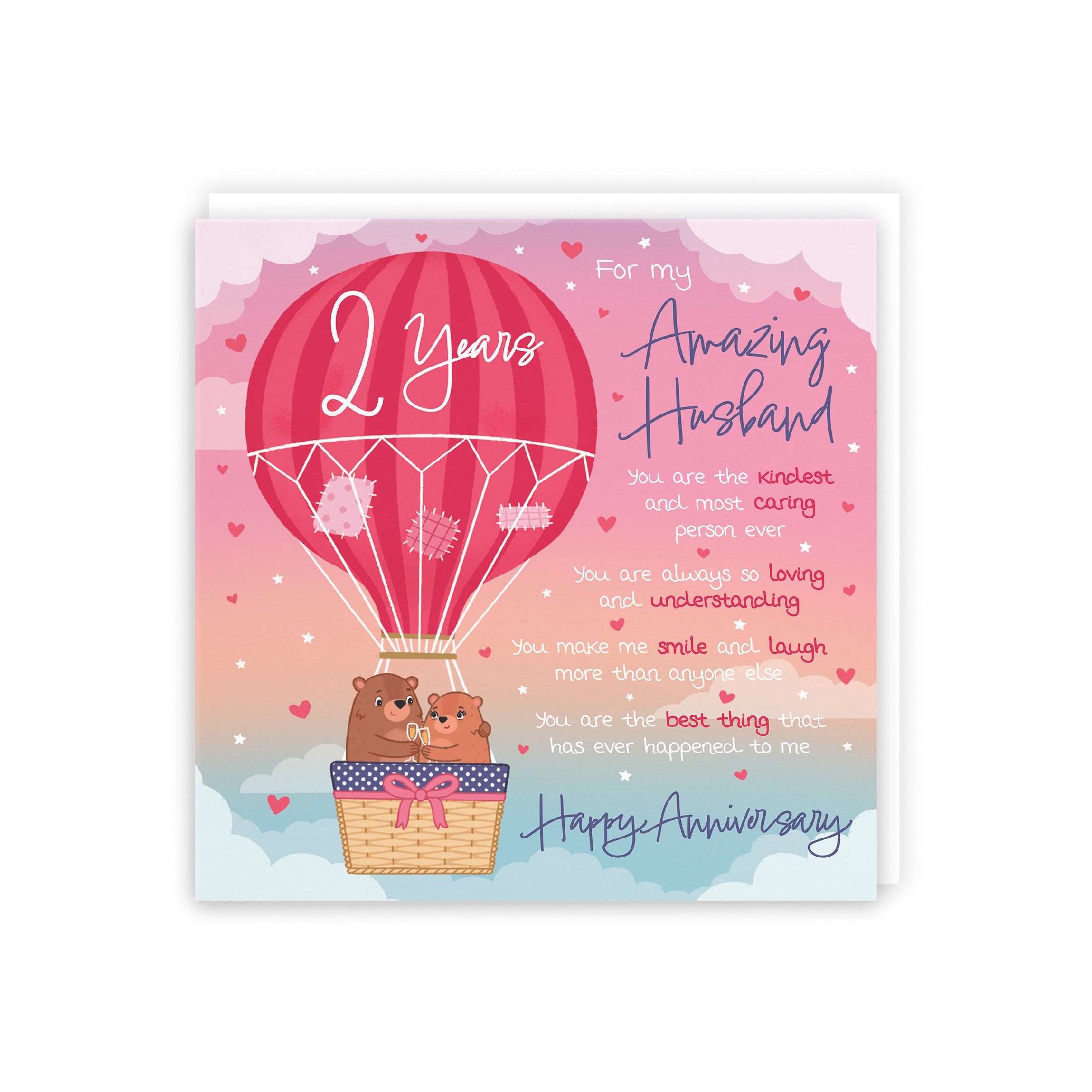 Large Husband 2nd Anniversary Poem Card Love Is In The Air Cute Bears - Default Title (B0CXY4XWQV)