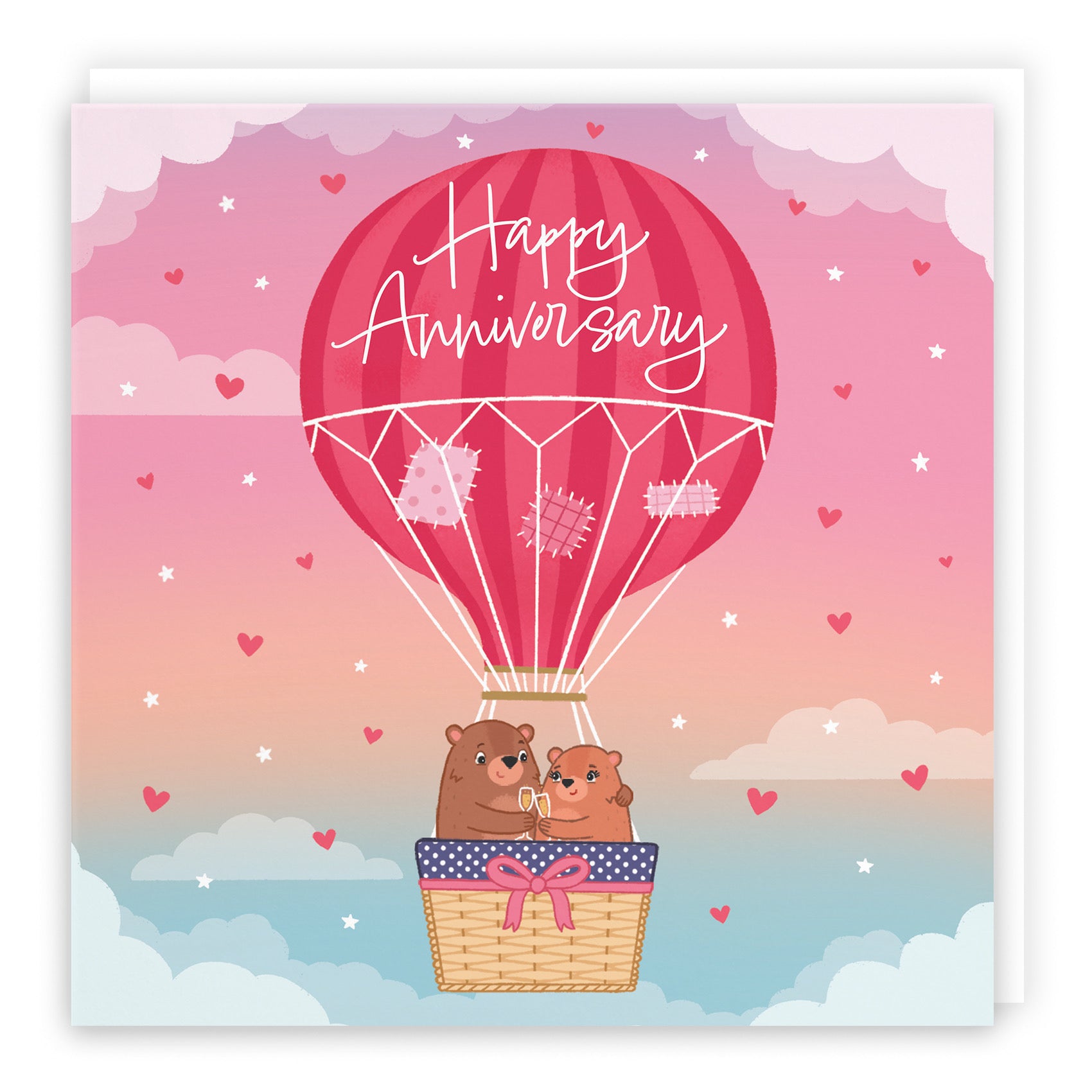 Large Hot Air Balloon Anniversary Card Cute Bears - Default Title (B0CXY55D4X)