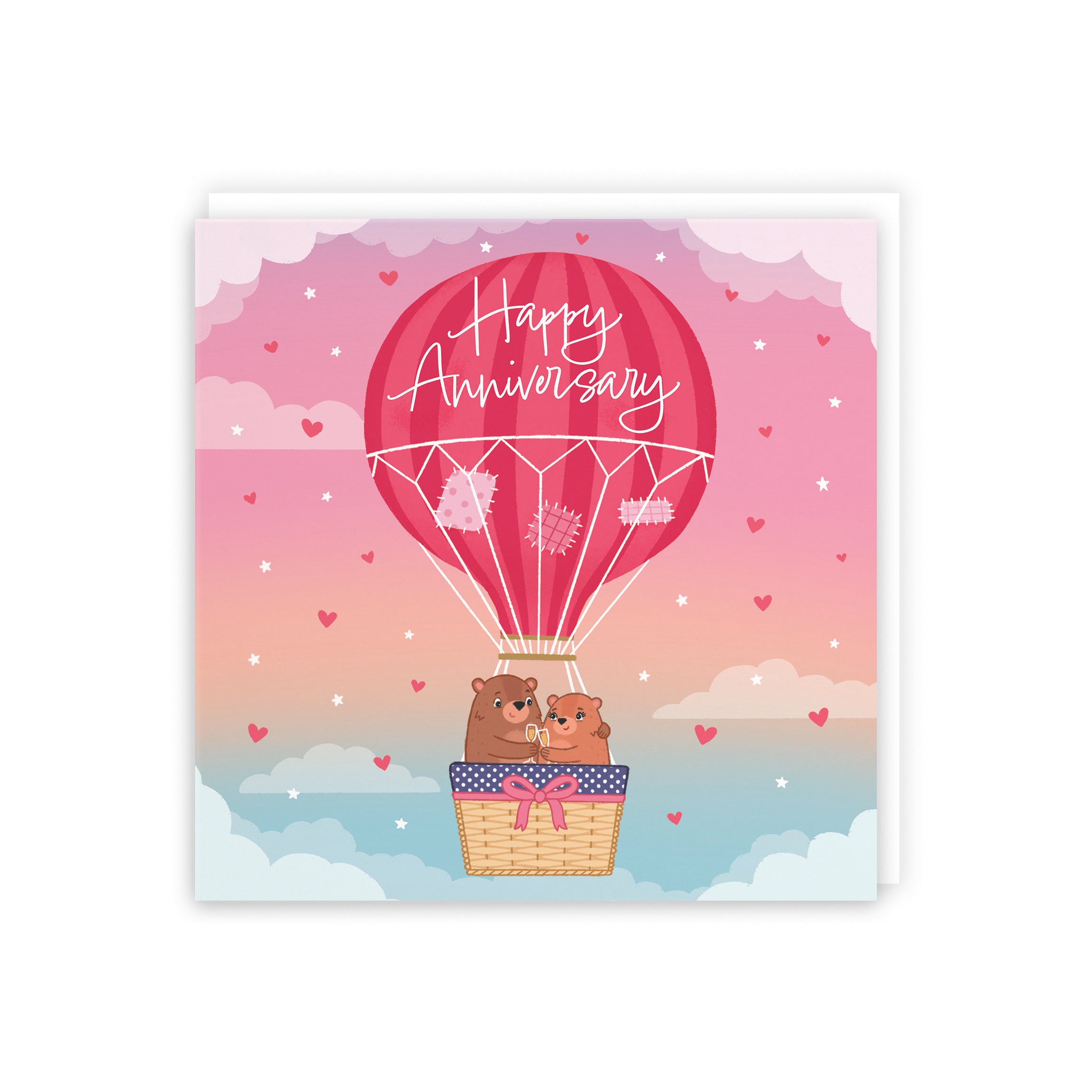 Large Hot Air Balloon Anniversary Card Cute Bears - Default Title (B0CXY55D4X)