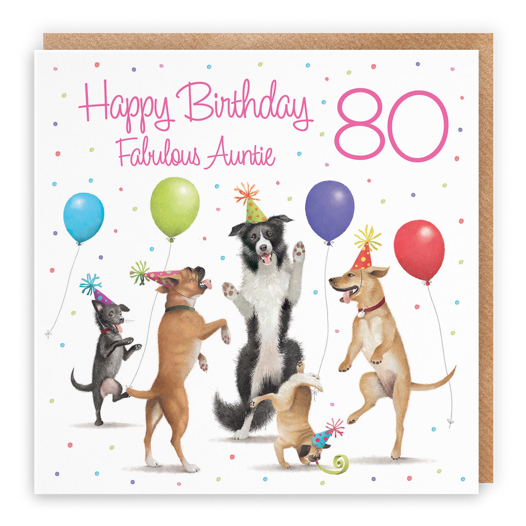 Large 80th Auntie Birthday Card Dancing Dogs Milo's Gallery - Default Title (B0CXY57211)