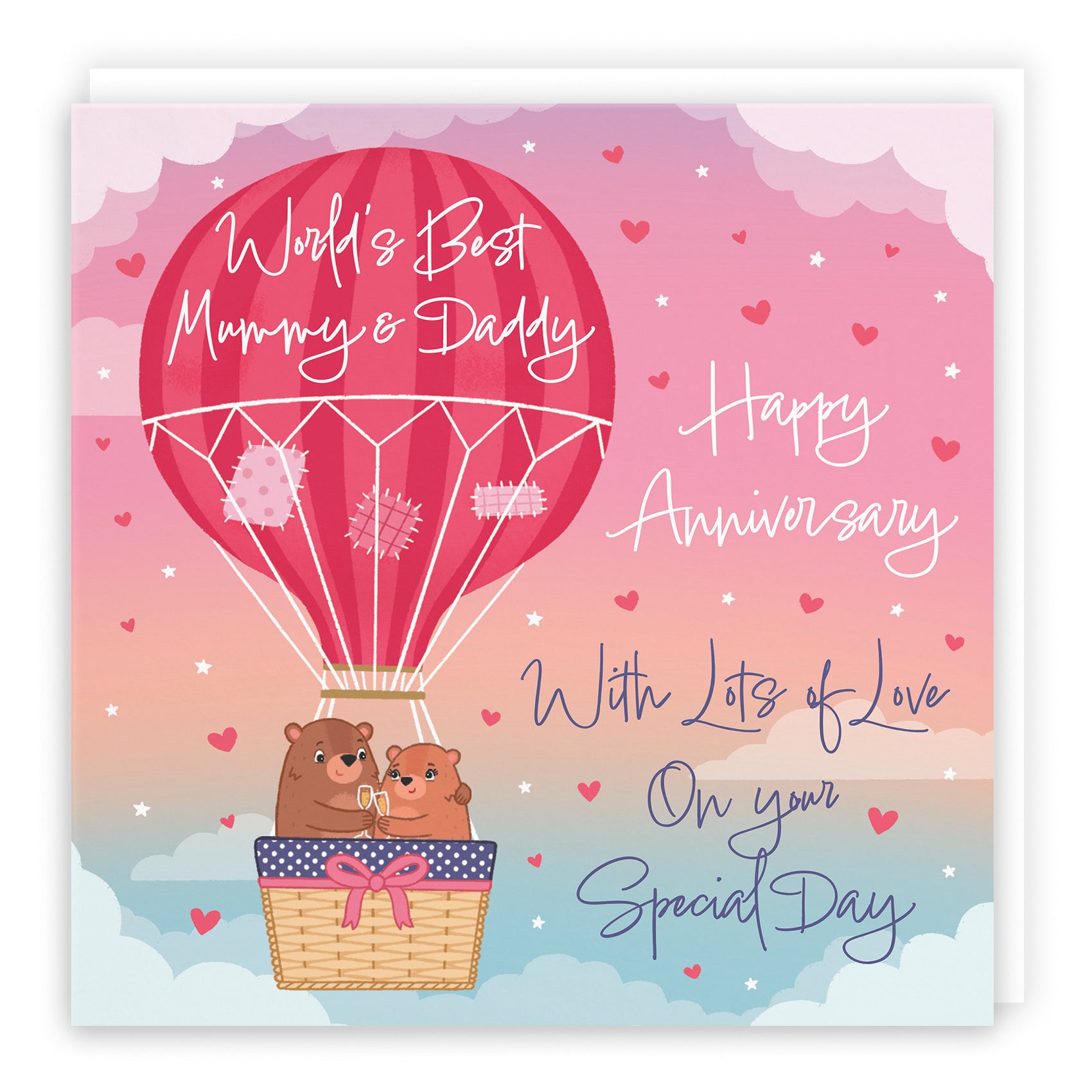 Large Mummy And Daddy Hot Air Balloon Anniversary Card Cute Bears - Default Title (B0CXY5CCKQ)