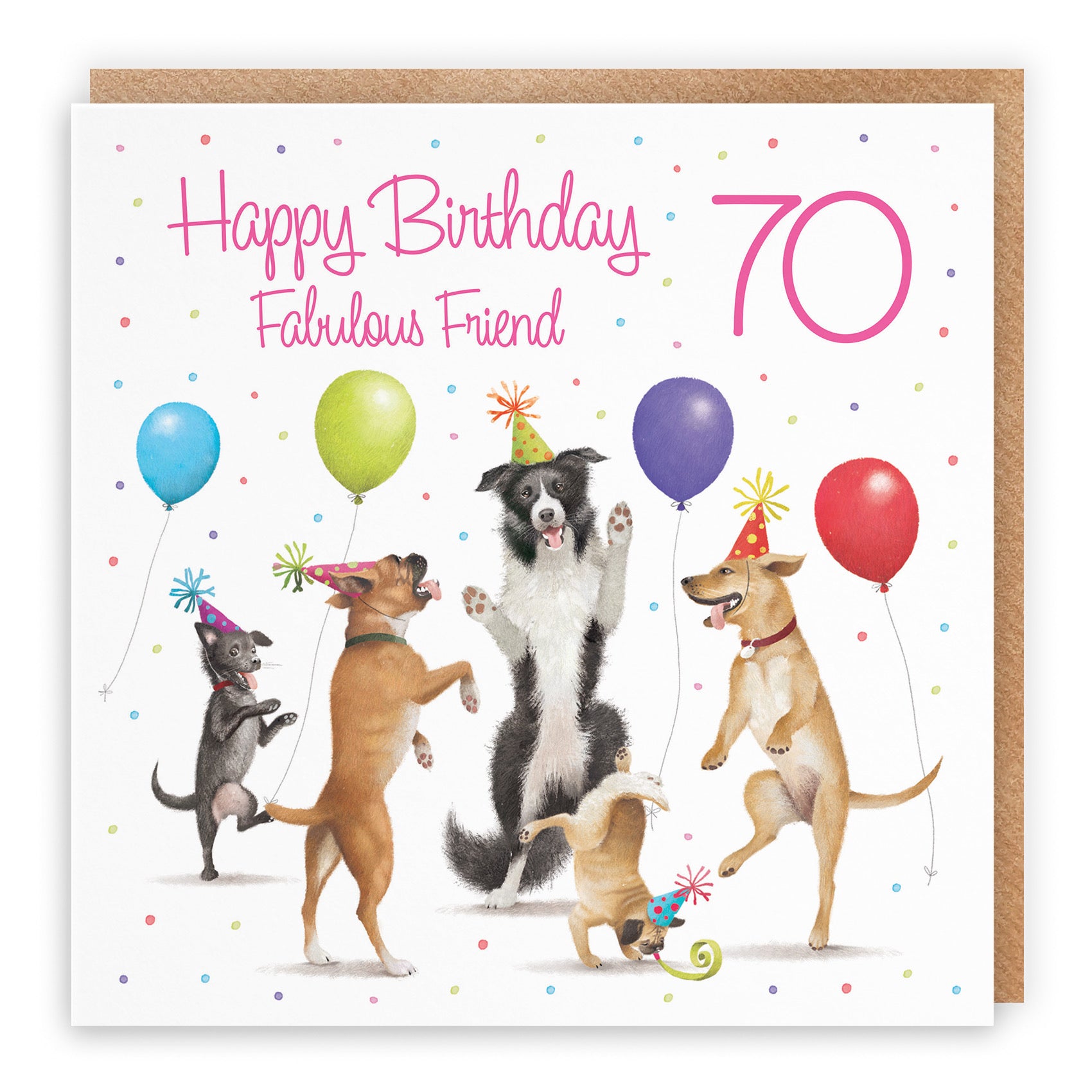 Large 70th Friend Birthday Card Dancing Dogs Milo's Gallery - Default Title (B0CXY65X3F)