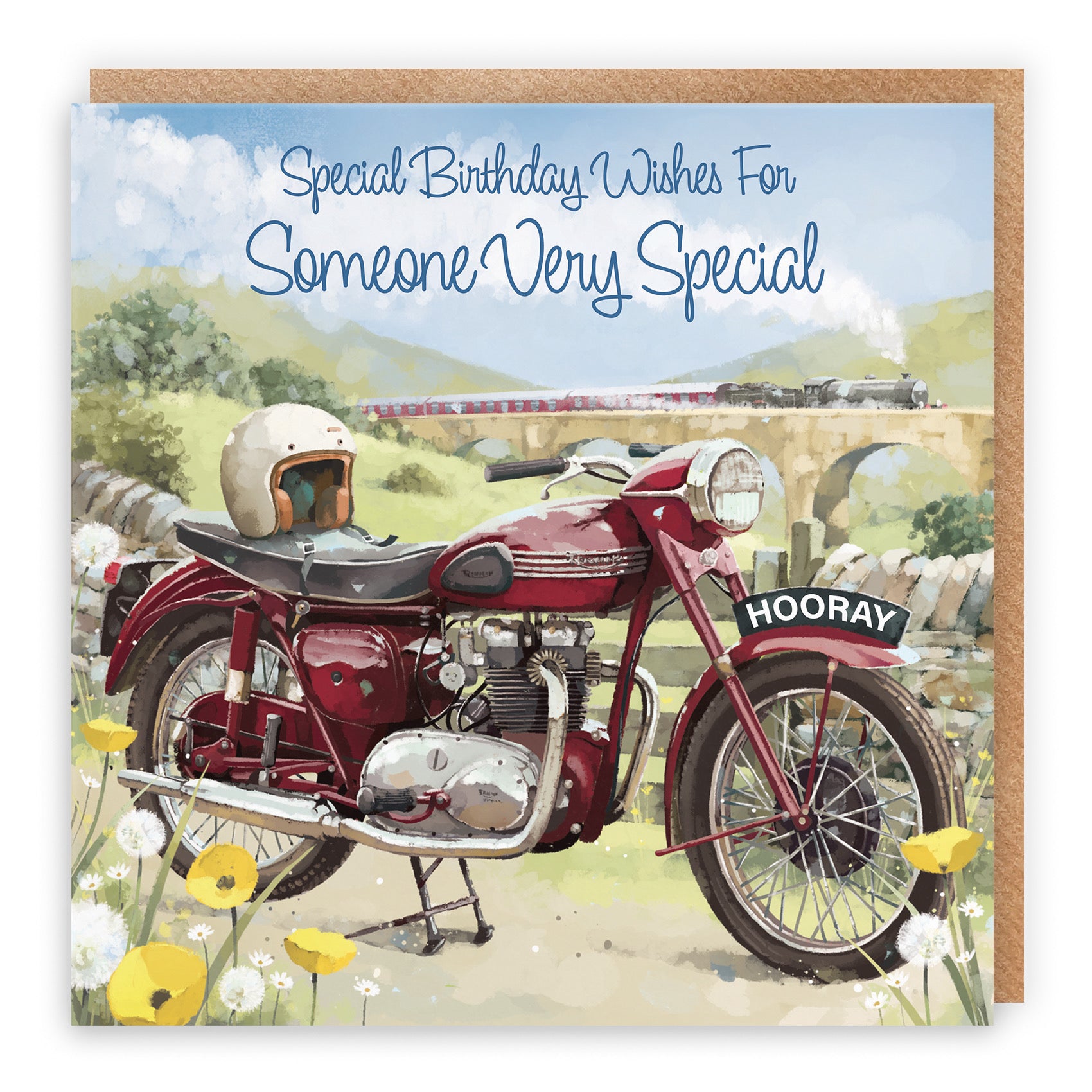 Large Someone Very Special Birthday Card Vintage Motorbike Milo's Gallery - Default Title (B0CXY66XYZ)