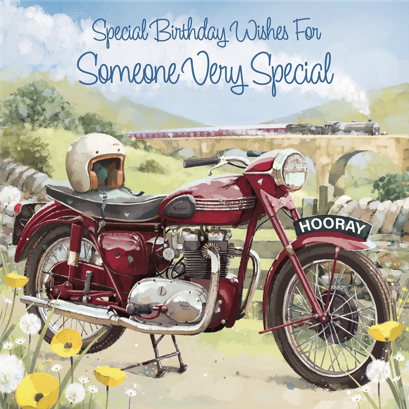 Large Someone Very Special Birthday Card Vintage Motorbike Milo's Gallery - Default Title (B0CXY66XYZ)