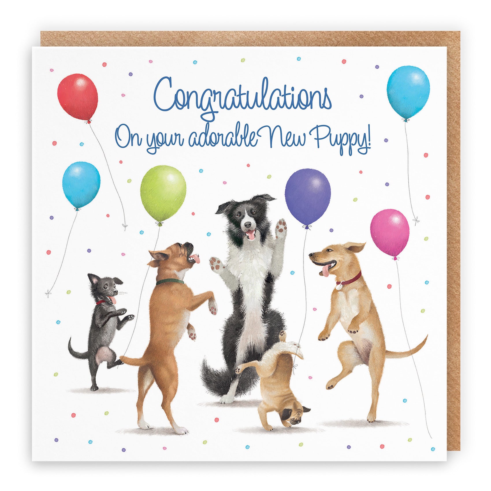 Large New Puppy Congratulations Card Dancing Dogs Milo's Gallery - Default Title (B0CXY66XZ1)