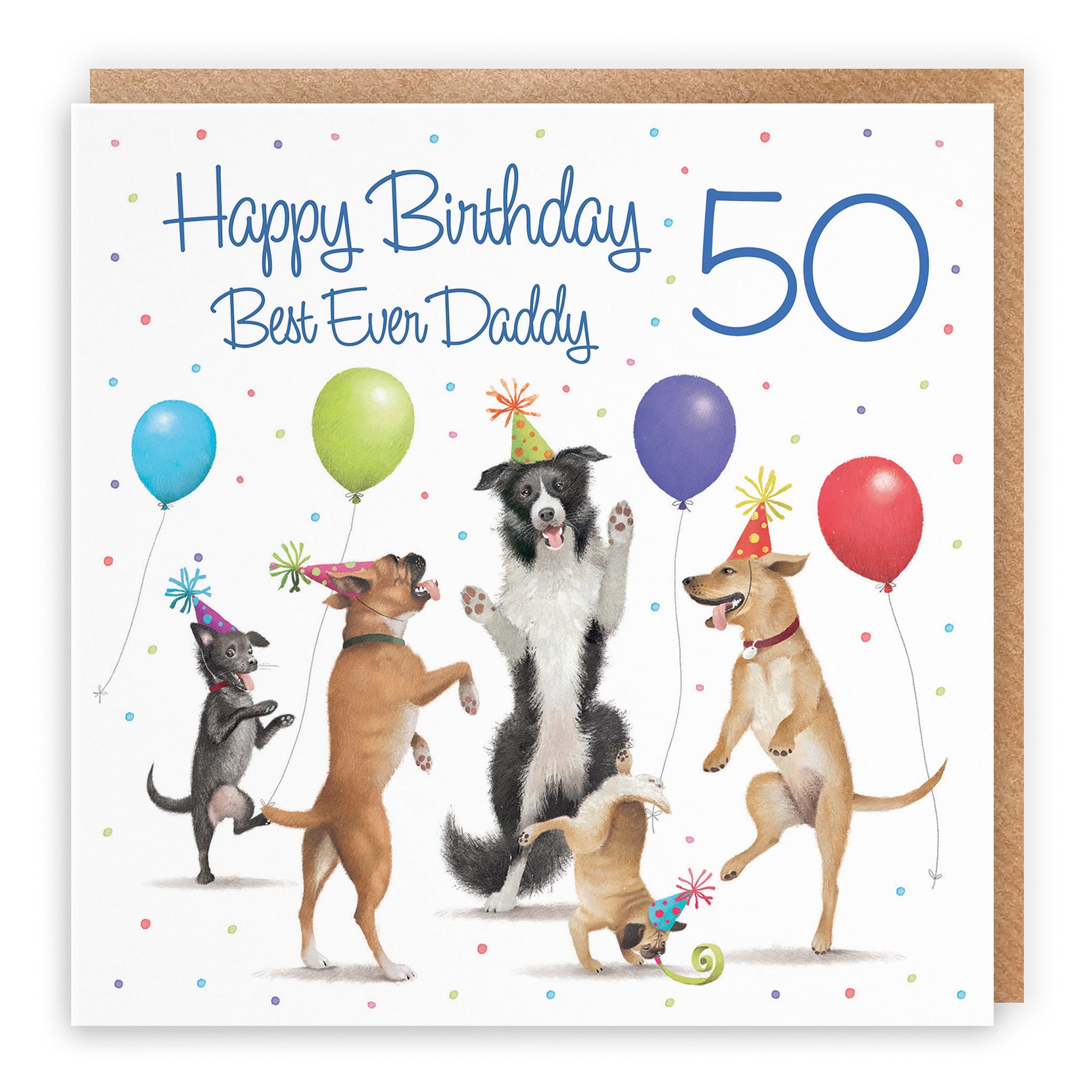 Large 50th Daddy Birthday Card Dancing Dogs Milo's Gallery - Default Title (B0CXY75H45)