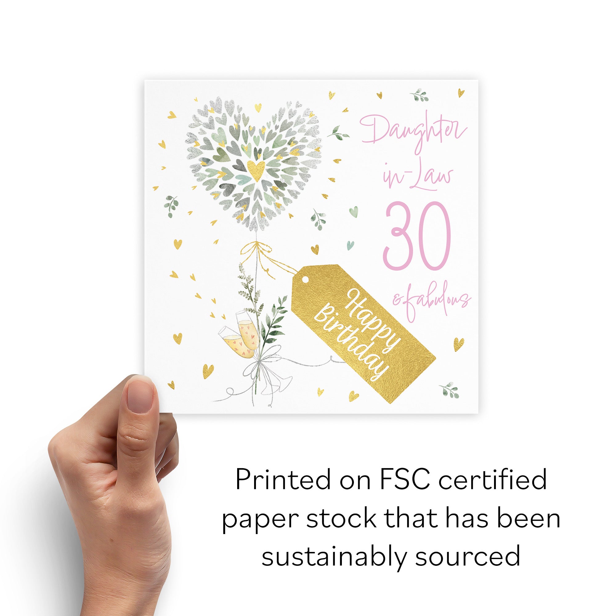 30th Daughter In Law Contemporary Hearts Birthday Card Gold Foil Milo's Gallery - Default Title (B0CY9TTV5V)