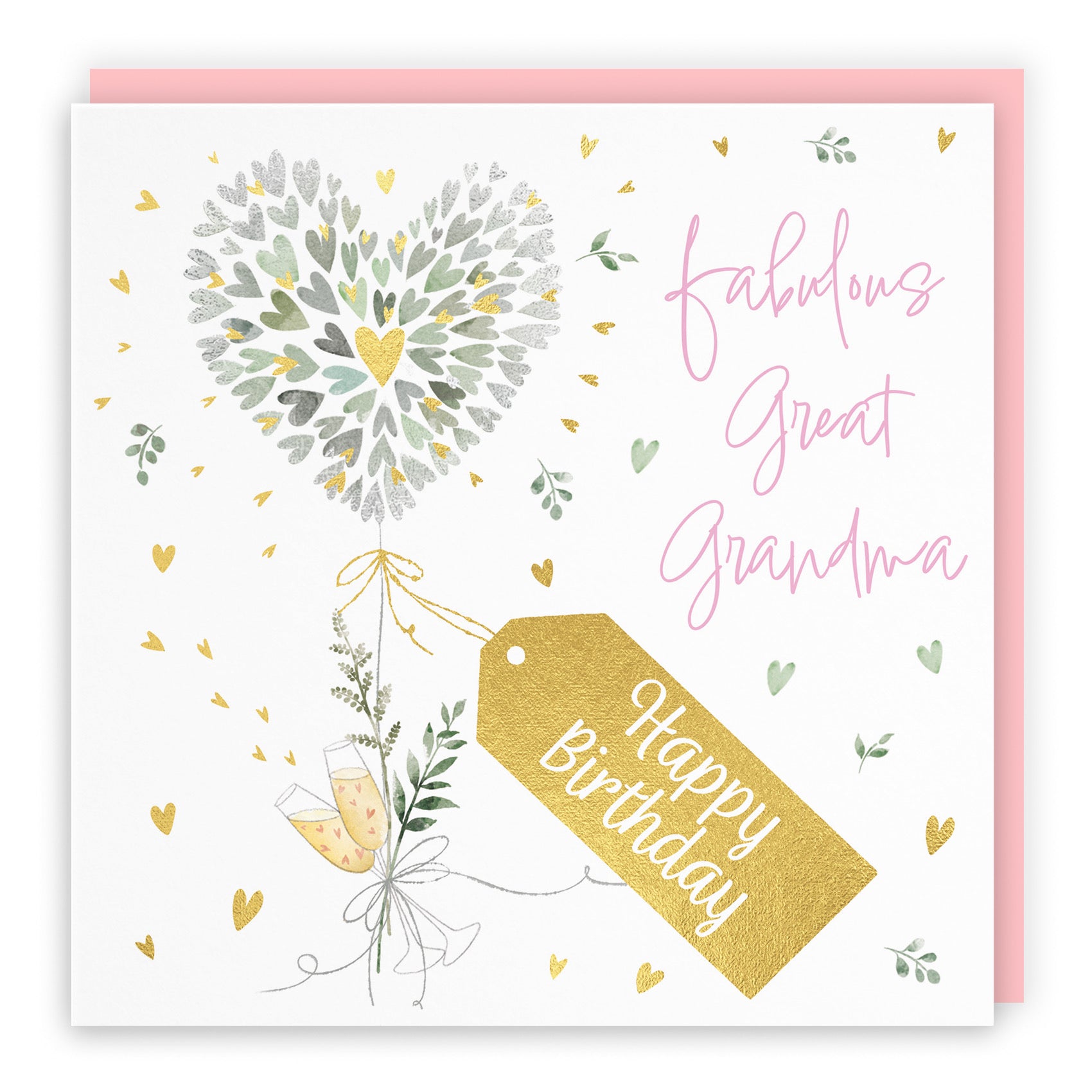 Great Grandma Contemporary Hearts Birthday Card Gold Foil Milo's Gallery - Default Title (B0CY9V4Z8M)