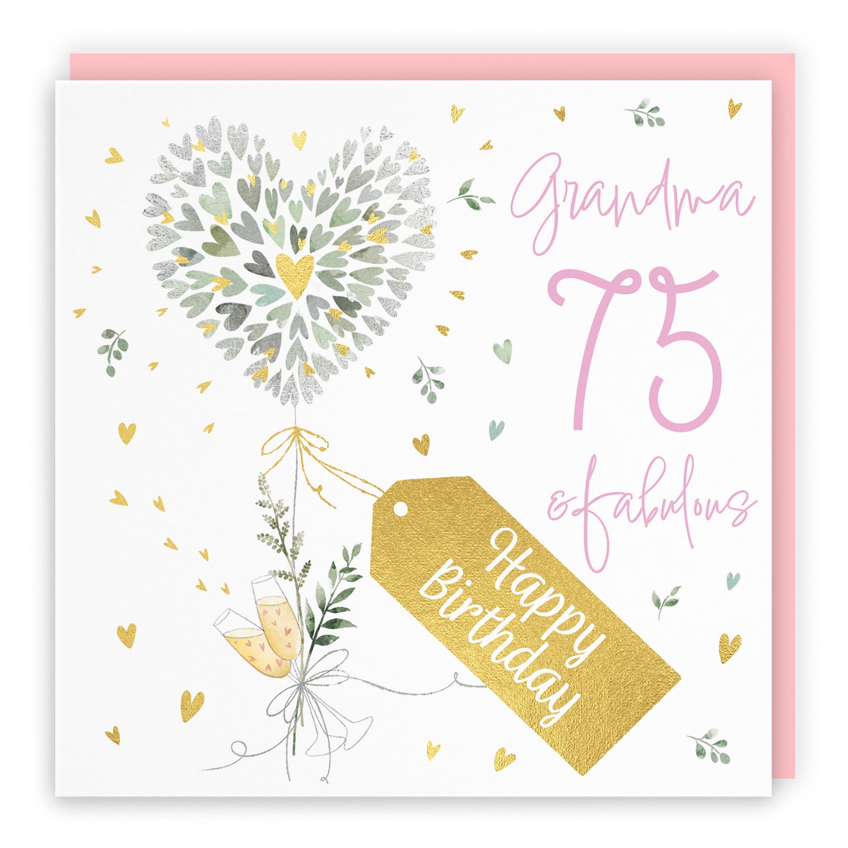 75th Grandma Contemporary Hearts Birthday Card Gold Foil Milo's Gallery - Default Title (B0CY9V6RTH)