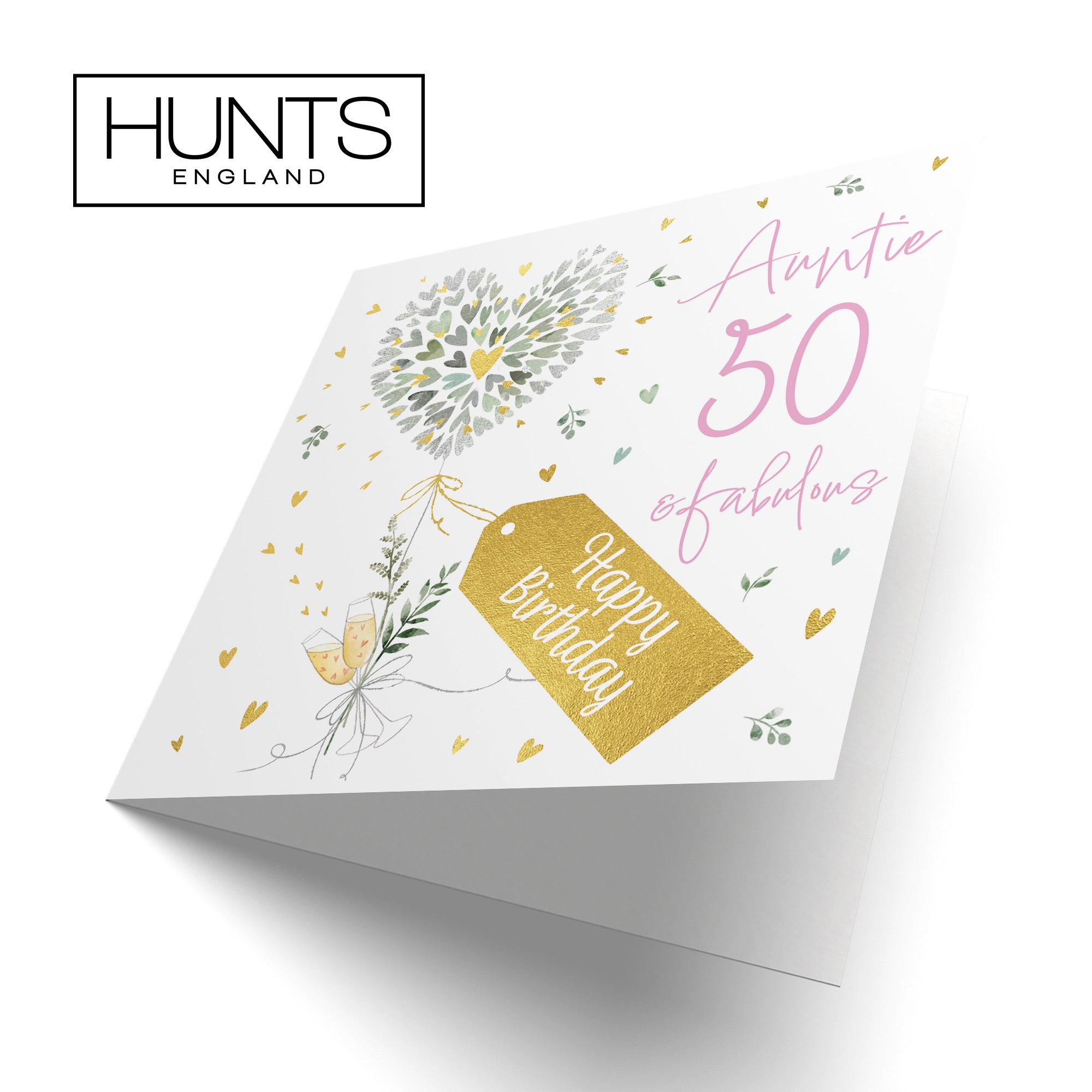 50th Auntie Contemporary Hearts Birthday Card Gold Foil Milo's Gallery - Default Title (B0CY9VBKNP)