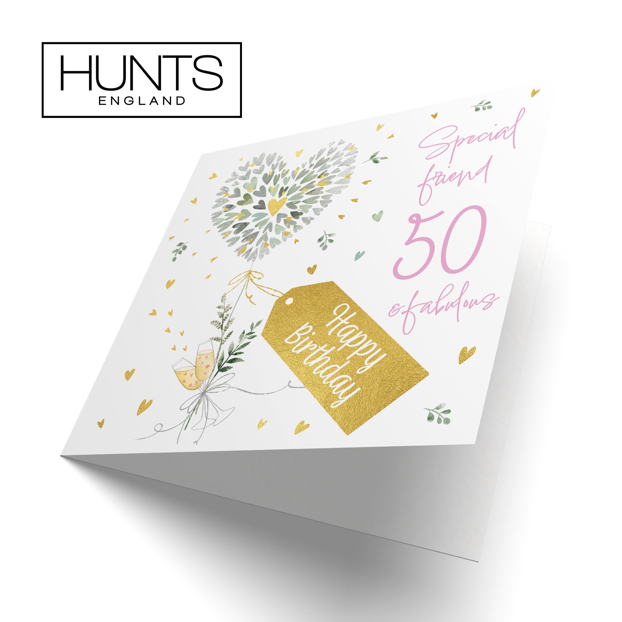 50th Friend Contemporary Hearts Birthday Card Gold Foil Milo's Gallery - Default Title (B0CY9VL54H)