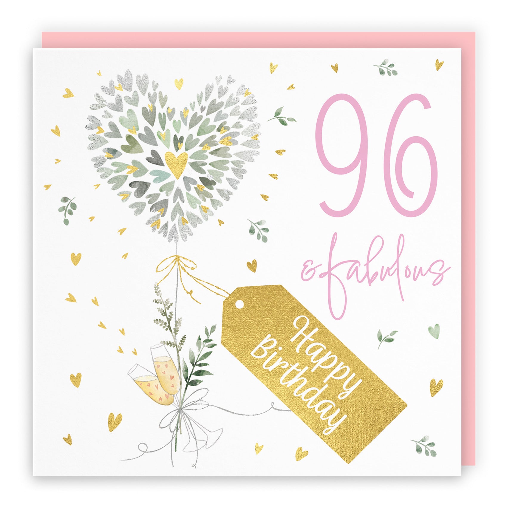 Contemporary Hearts 96th Birthday Card Gold Foil Milo's Gallery - Default Title (B0CY9VSWCW)