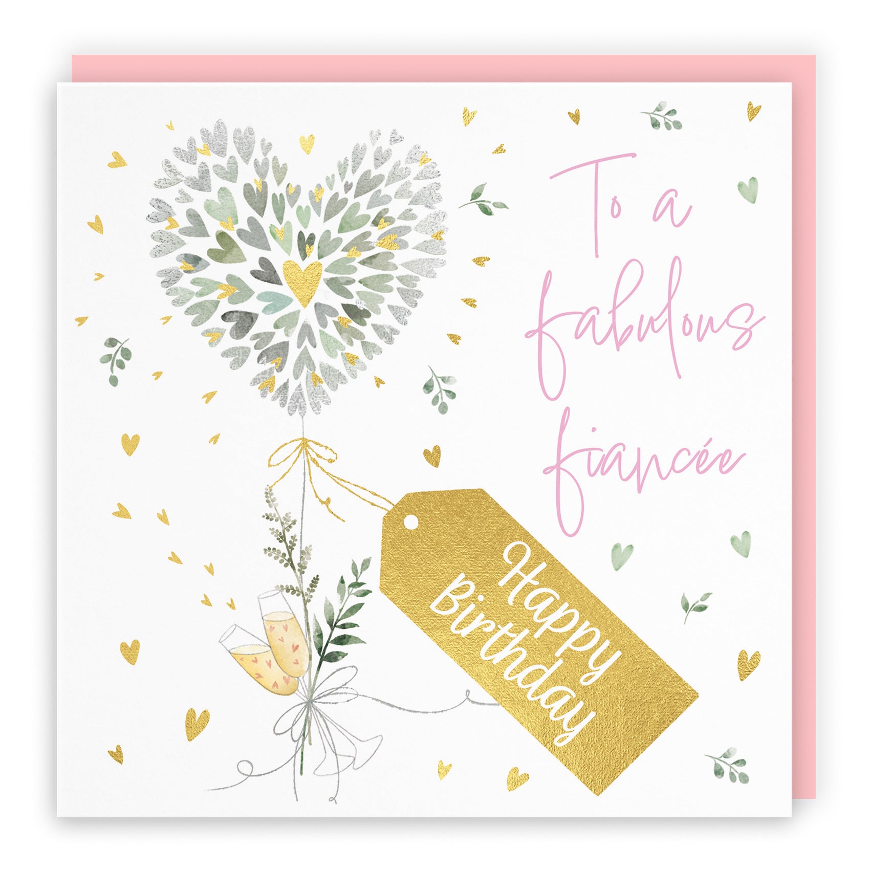 Fiancée Contemporary Hearts Birthday Card Gold Foil Milo's Gallery - Default Title (B0CY9VTRTX)