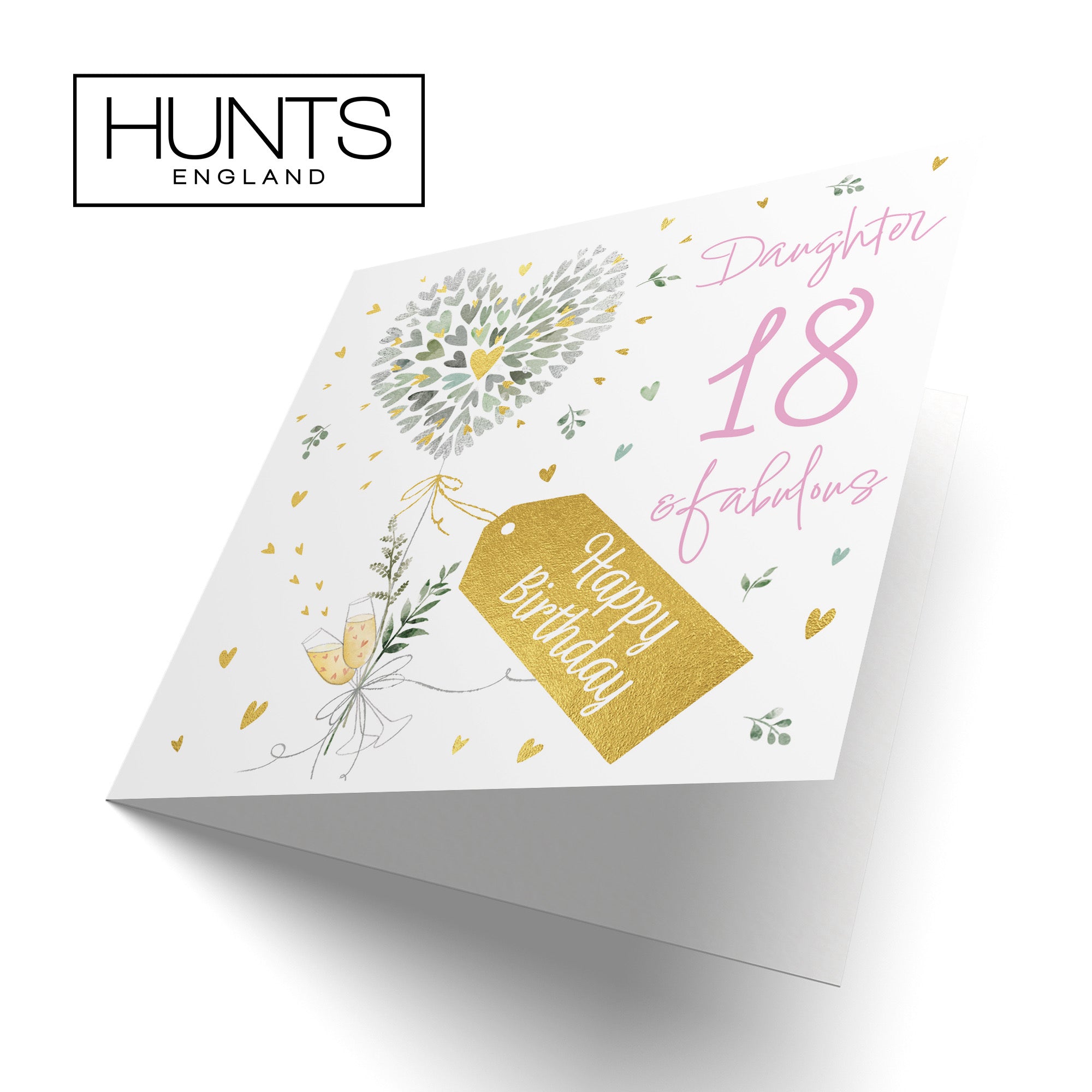 18th Daughter Contemporary Hearts Birthday Card Gold Foil Milo's Gallery - Default Title (B0CY9VWZWT)