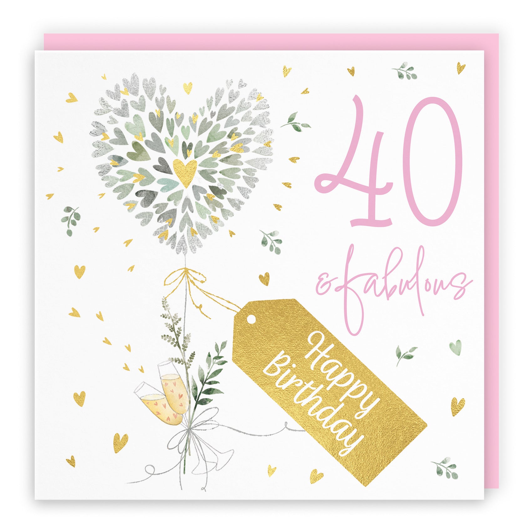 Contemporary Hearts 40th Birthday Card Gold Foil Milo's Gallery - Default Title (B0CY9W377C)
