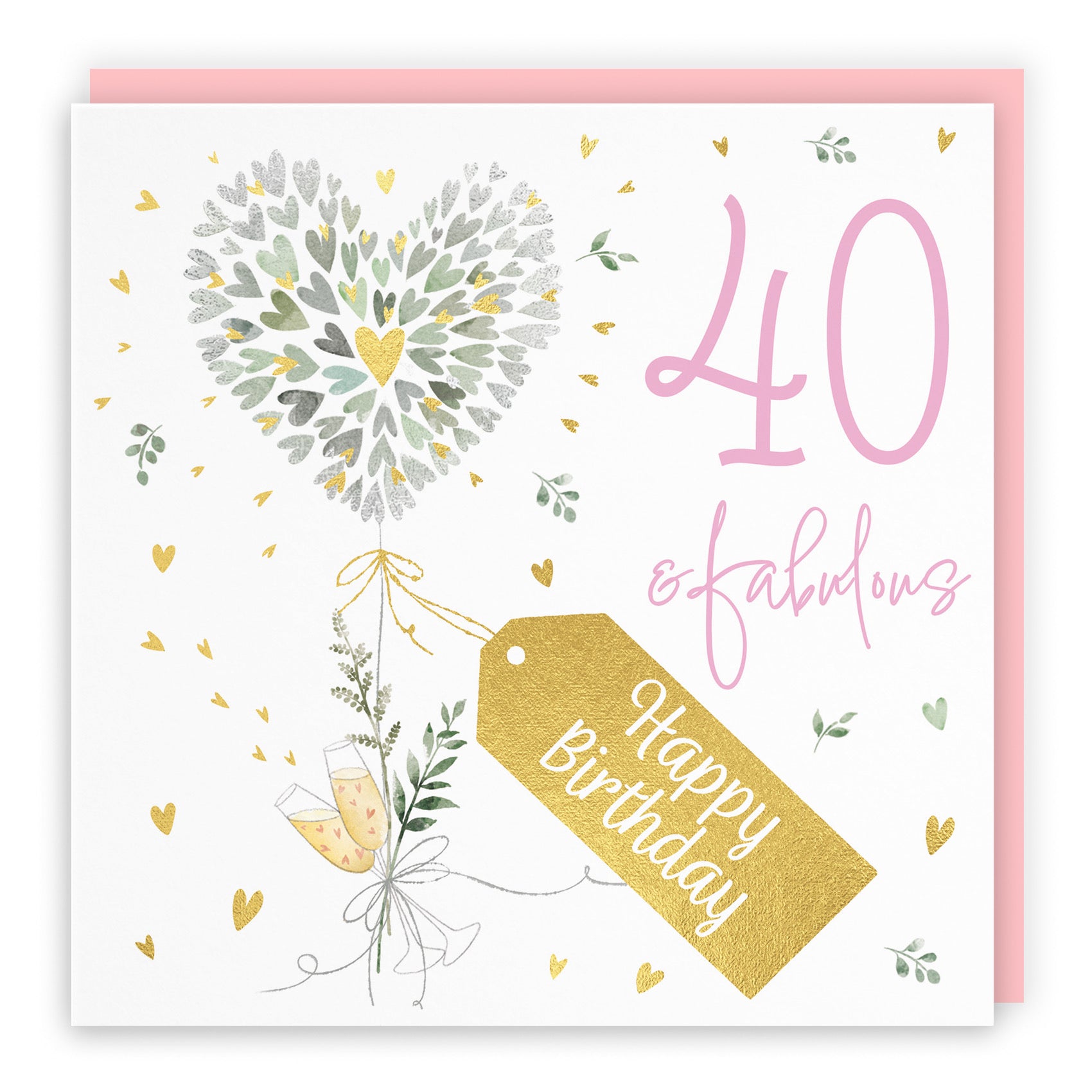 Contemporary Hearts 40th Birthday Card Gold Foil Milo's Gallery - Default Title (B0CY9W377C)