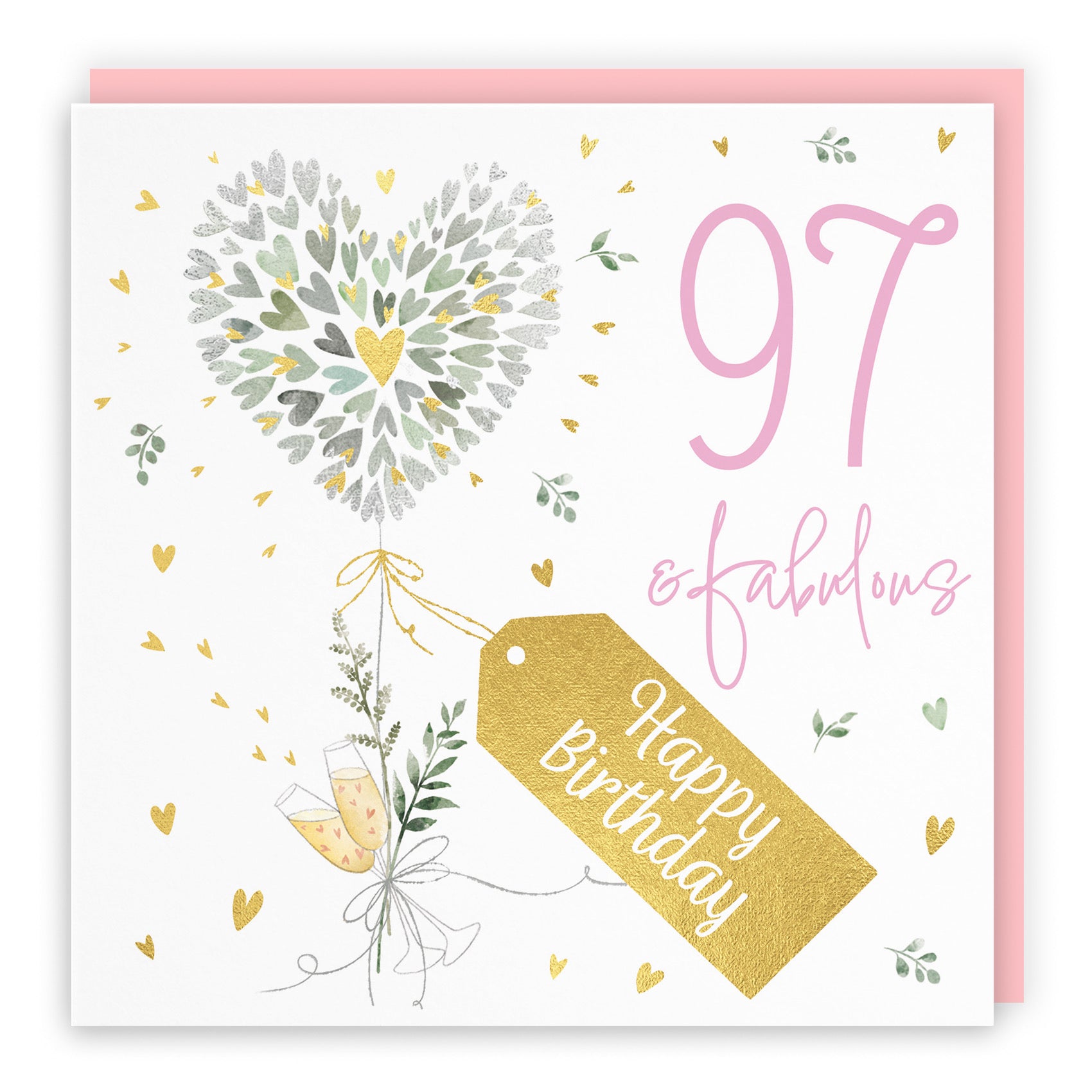 Contemporary Hearts 97th Birthday Card Gold Foil Milo's Gallery - Default Title (B0CY9W4YYM)