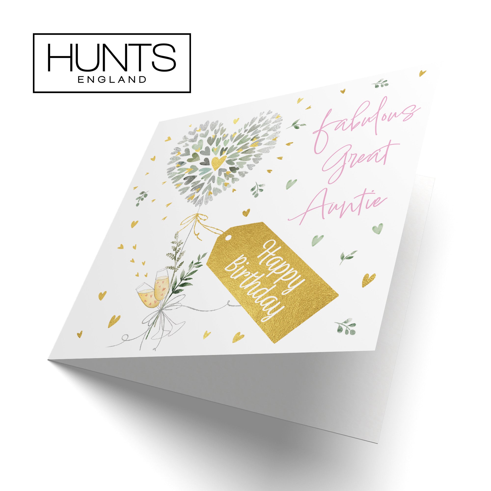 Great Auntie Contemporary Hearts Birthday Card Gold Foil Milo's Gallery - Default Title (B0CY9W4YYN)
