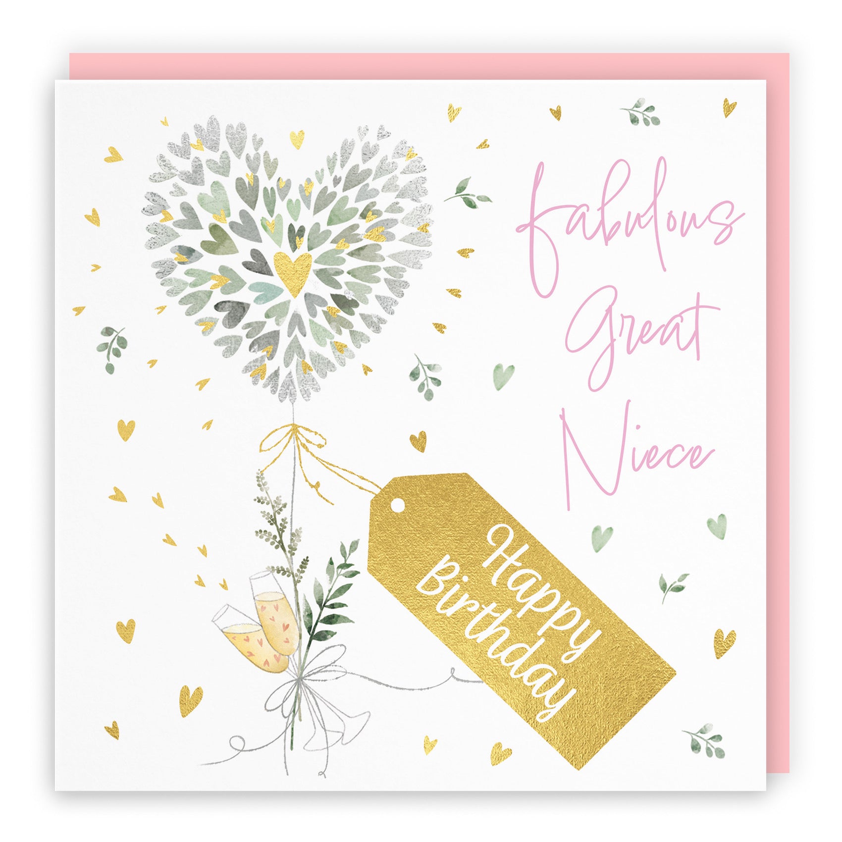 Great Niece Contemporary Hearts Birthday Card Gold Foil Milo's Gallery - Default Title (B0CY9W6XMZ)