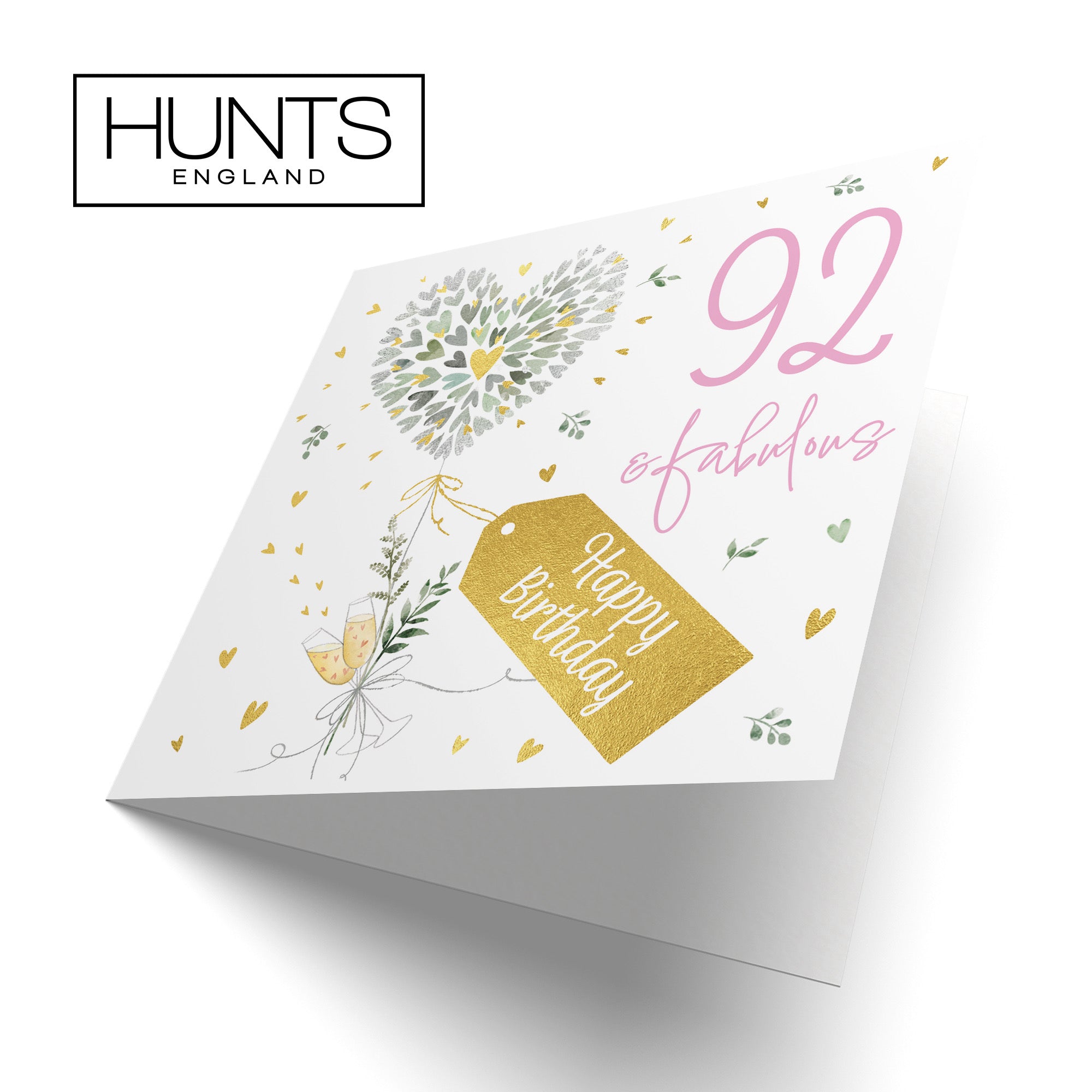 Contemporary Hearts 92nd Birthday Card Gold Foil Milo's Gallery - Default Title (B0CY9WB48B)