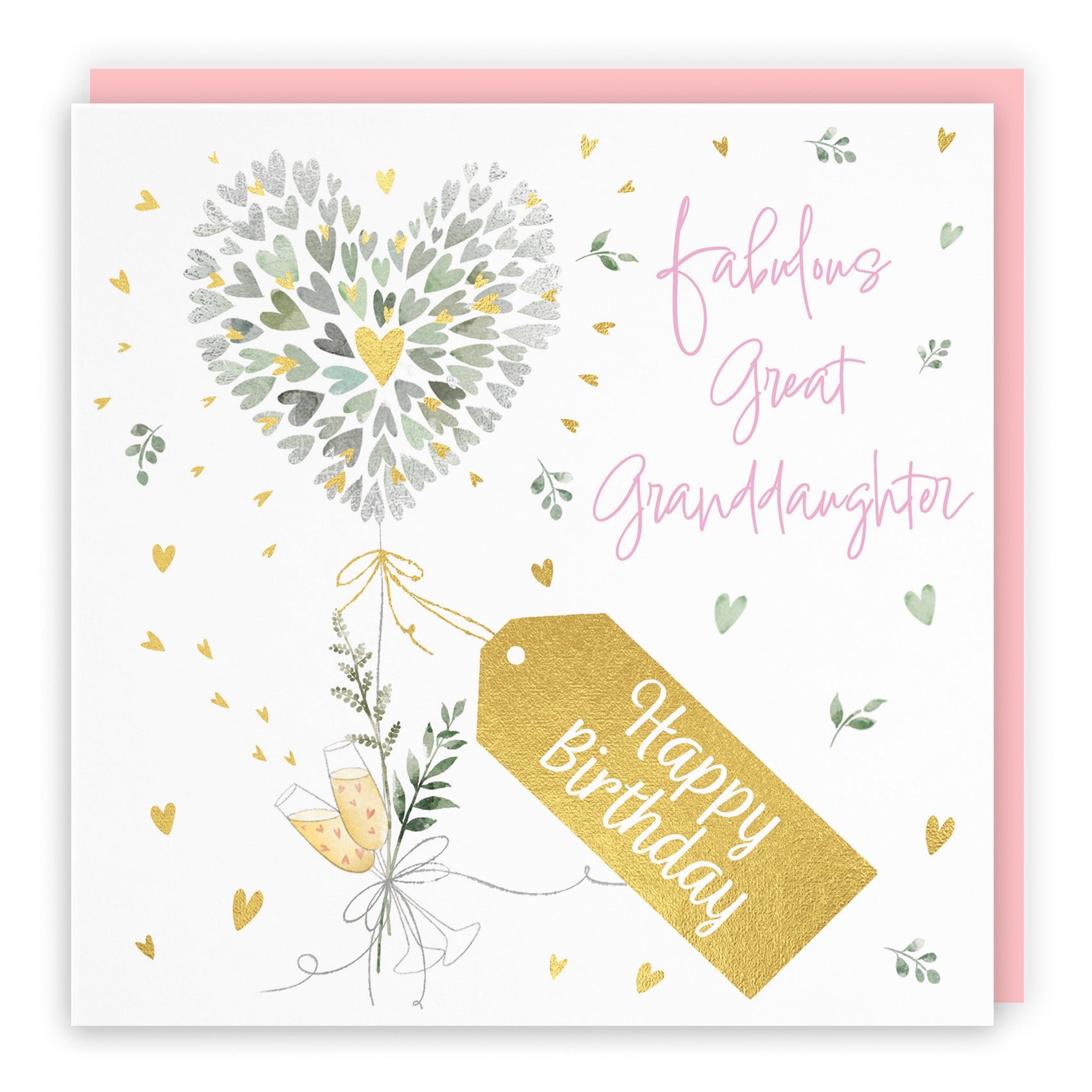 Great Granddaughter Contemporary Hearts Birthday Card Gold Foil Milo's Gallery - Default Title (B0CY9WN4R9)