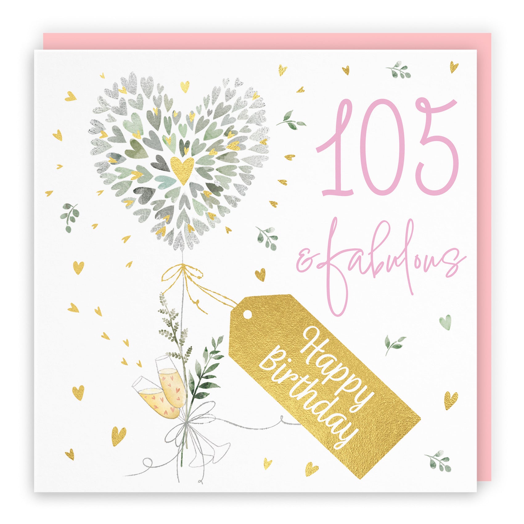 Contemporary Hearts 105th Birthday Card Gold Foil Milo's Gallery - Default Title (B0CY9WR6TH)