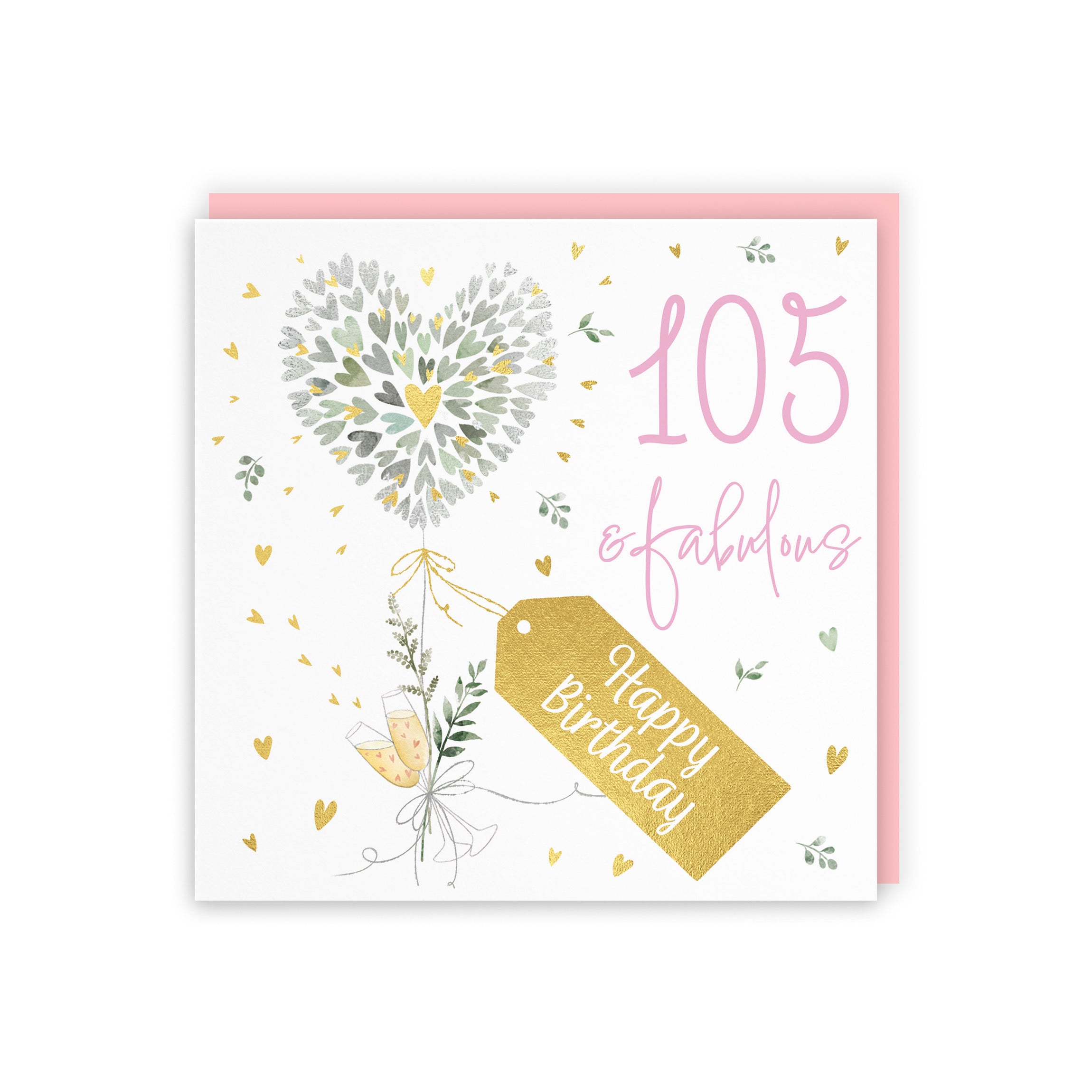 Contemporary Hearts 105th Birthday Card Gold Foil Milo's Gallery - Default Title (B0CY9WR6TH)