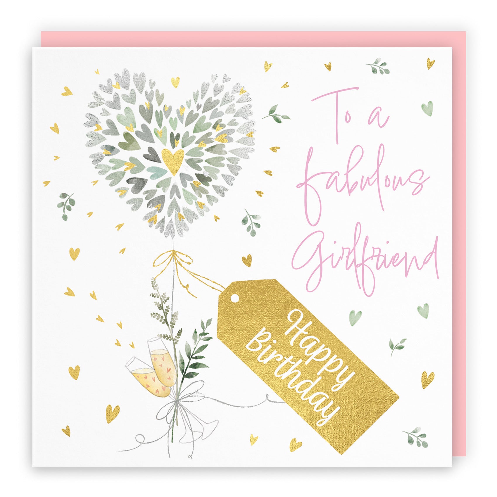 Girlfriend Contemporary Hearts Birthday Card Gold Foil Milo's Gallery - Default Title (B0CY9WS8T8)