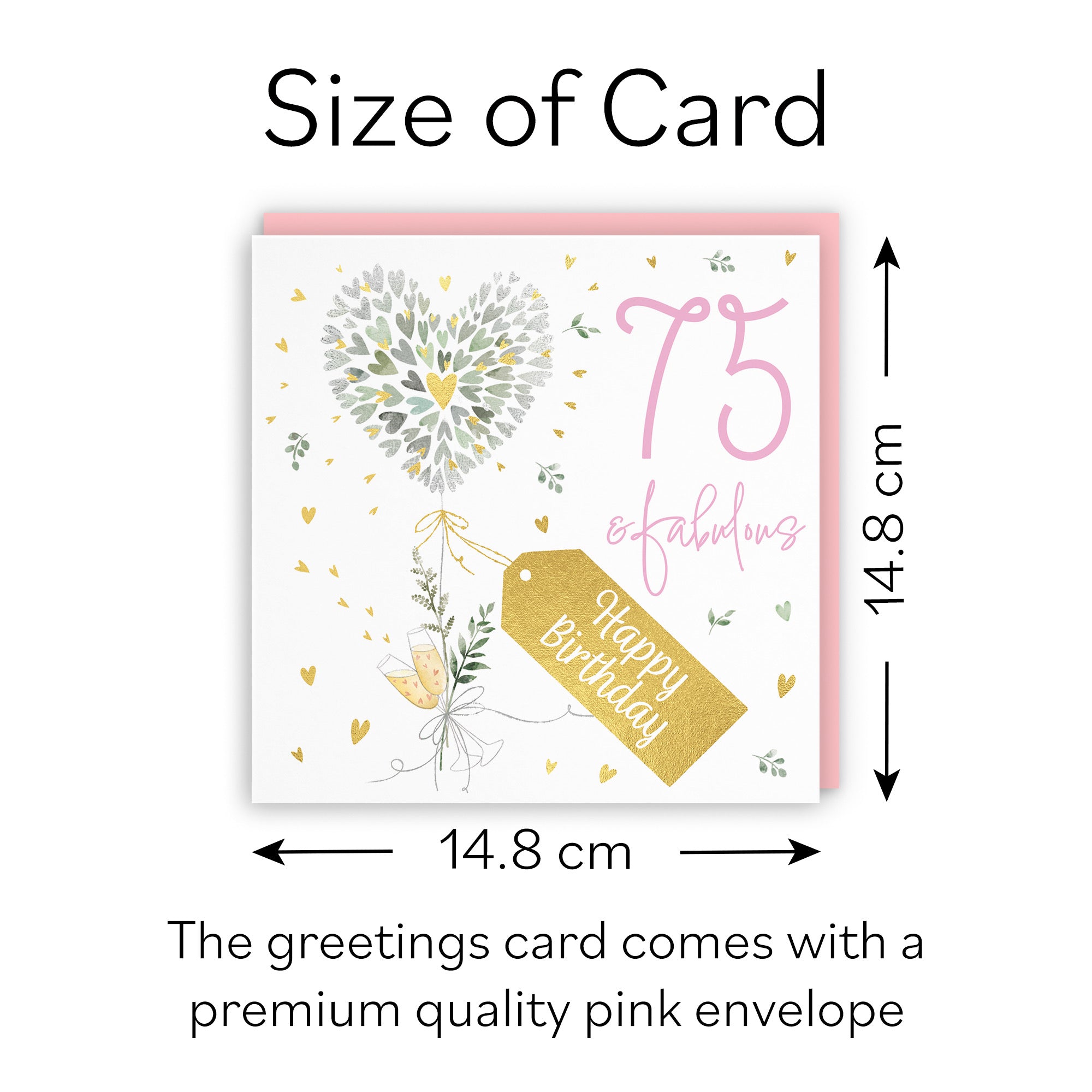 Contemporary Hearts 75th Birthday Card Gold Foil Milo's Gallery - Default Title (B0CY9WSPNP)