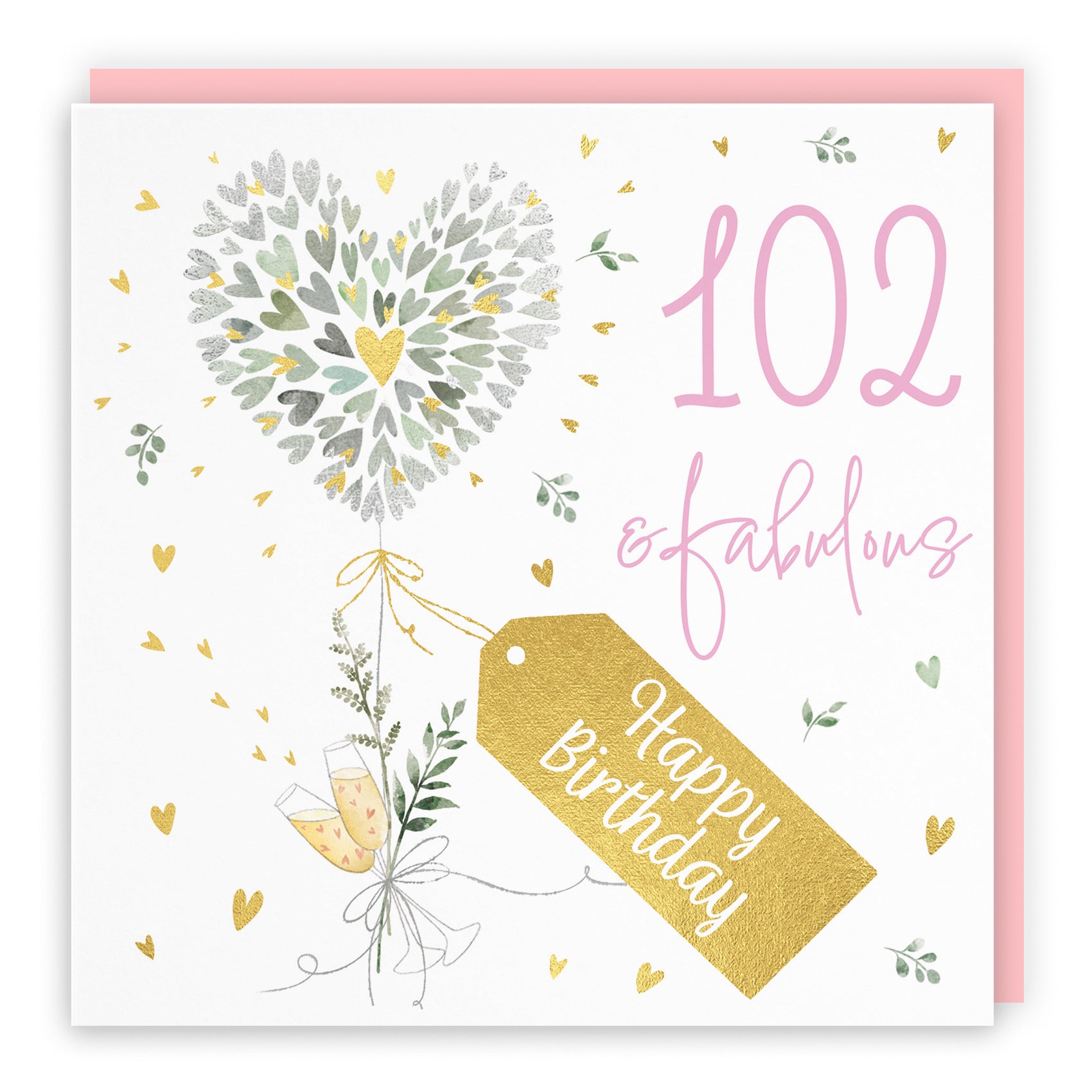 Contemporary Hearts 102nd Birthday Card Gold Foil Milo's Gallery - Default Title (B0CY9WVF9H)