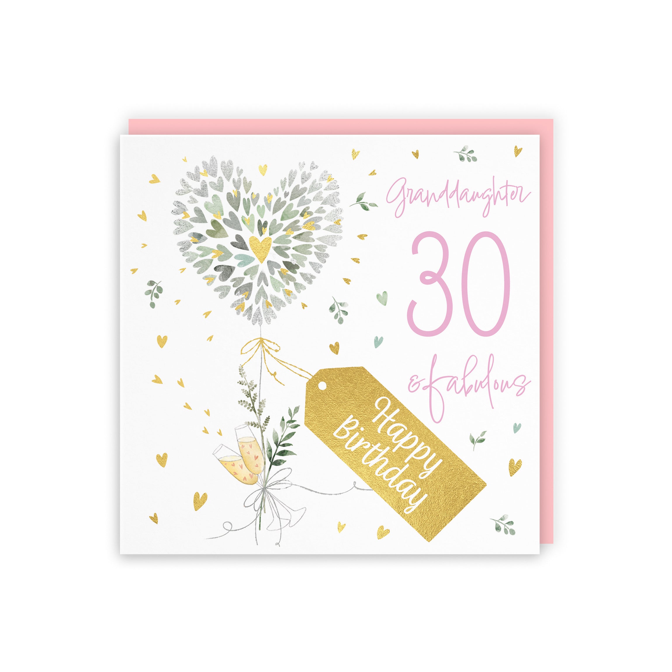 30th Granddaughter Contemporary Hearts Birthday Card Gold Foil Milo's Gallery - Default Title (B0CY9WW379)